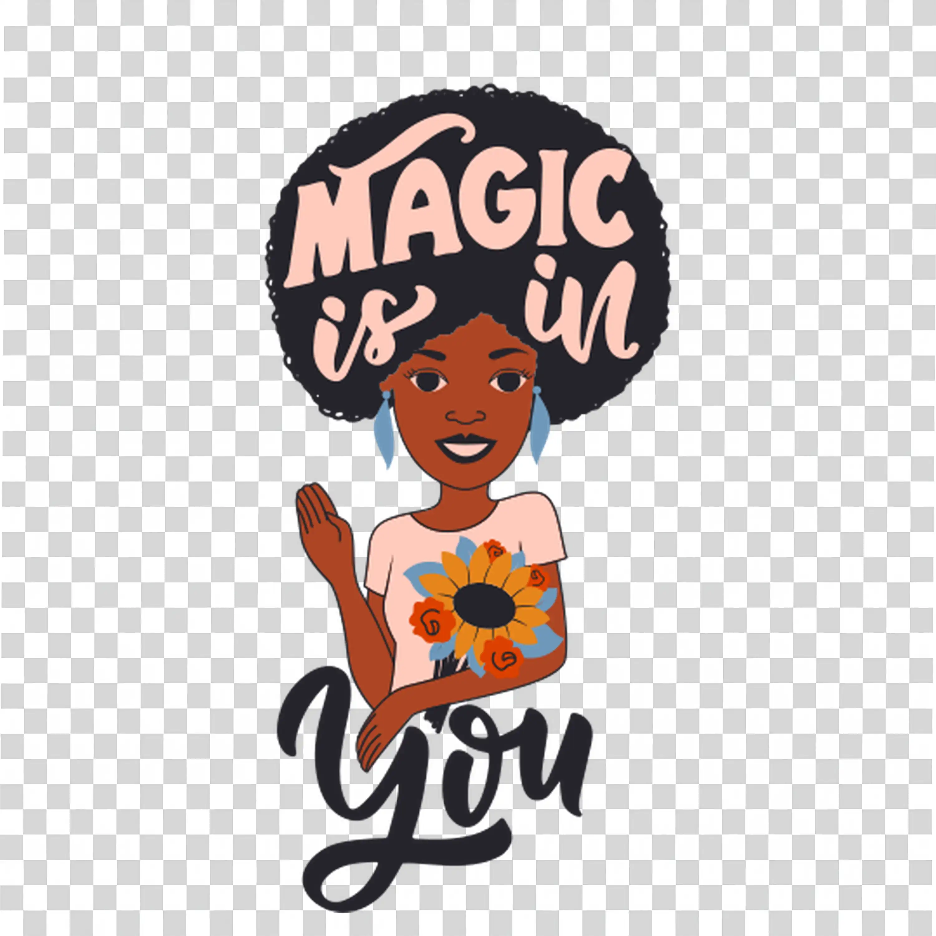 Magic Is Within You Quote With Black Girl Smiling PNG