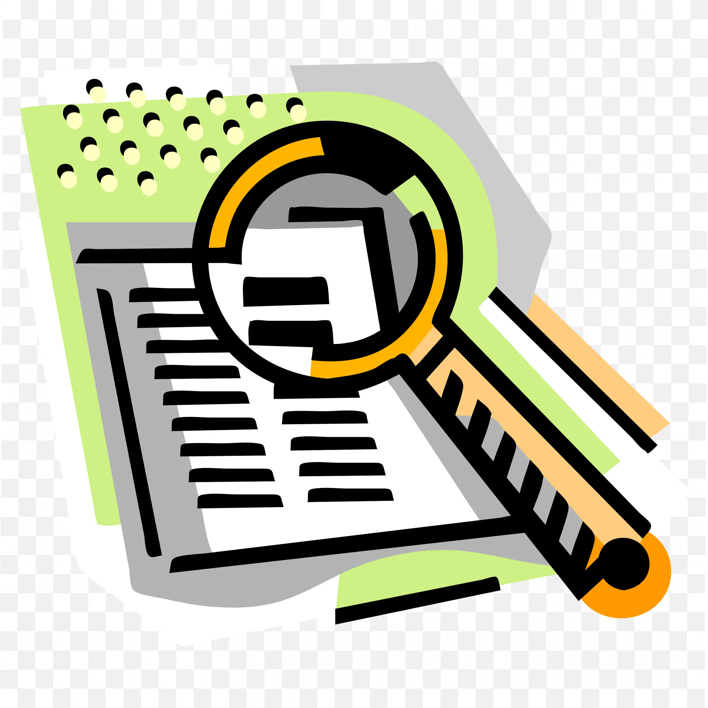 Magnifying Glass and Document Signifying Research Free PNG