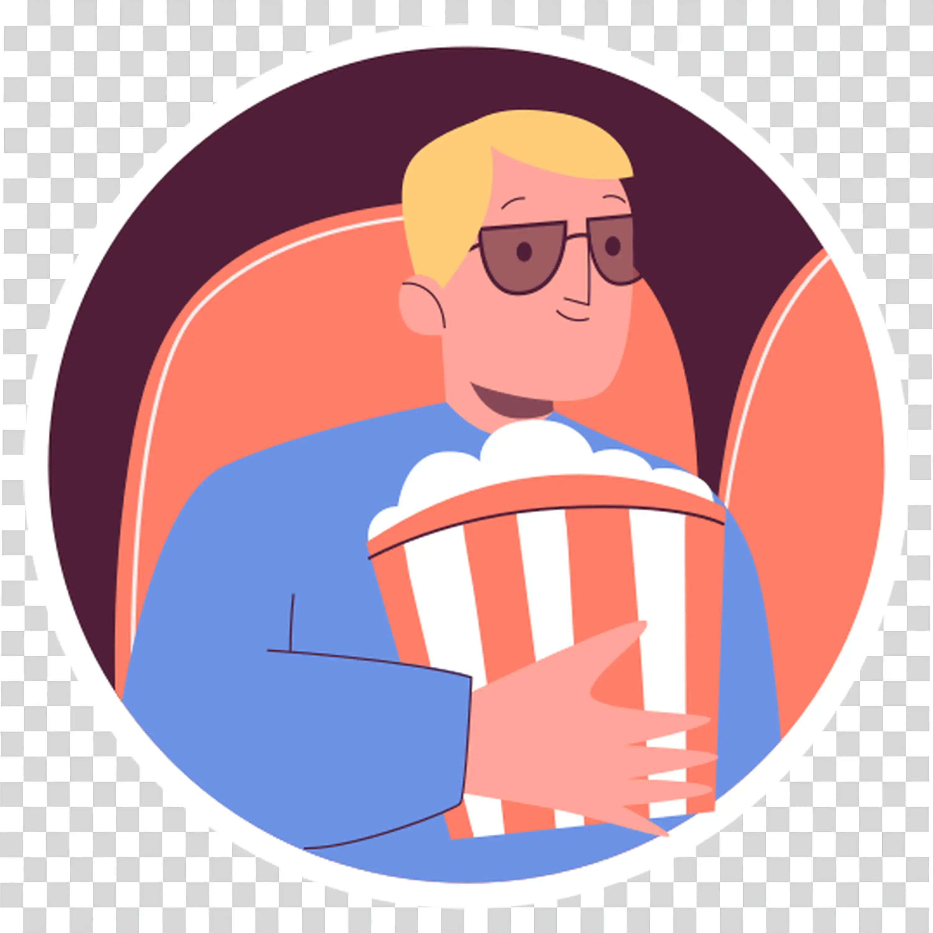 Man Eating Popcorn And Watching Something Fun free PNG