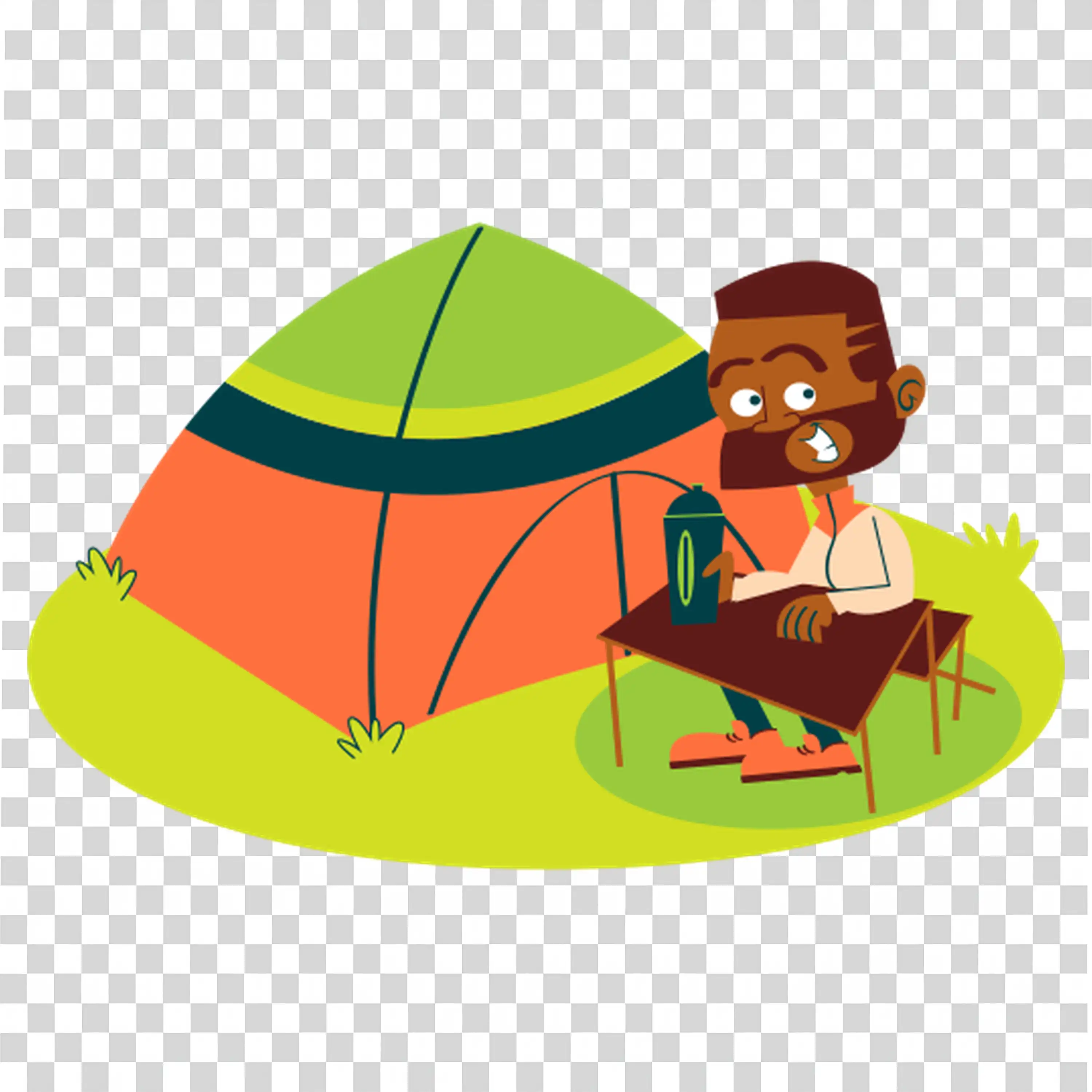 Man enjoying camping trip inside tent during nature break