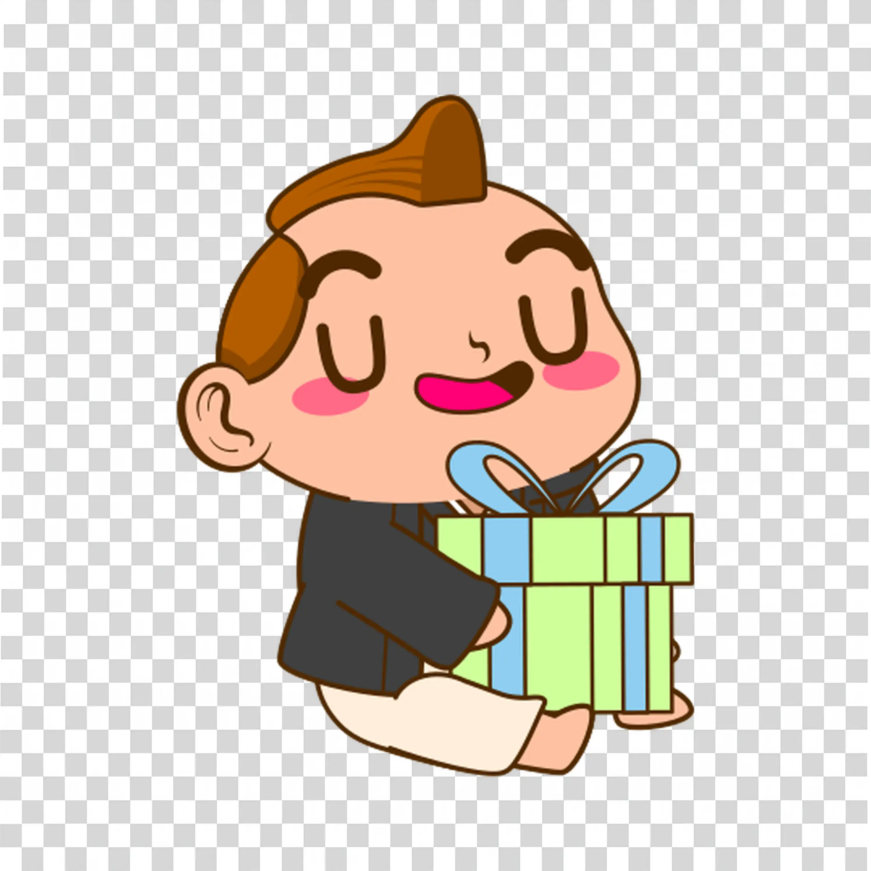 Man giving wrapped gift with a gentle kind expression