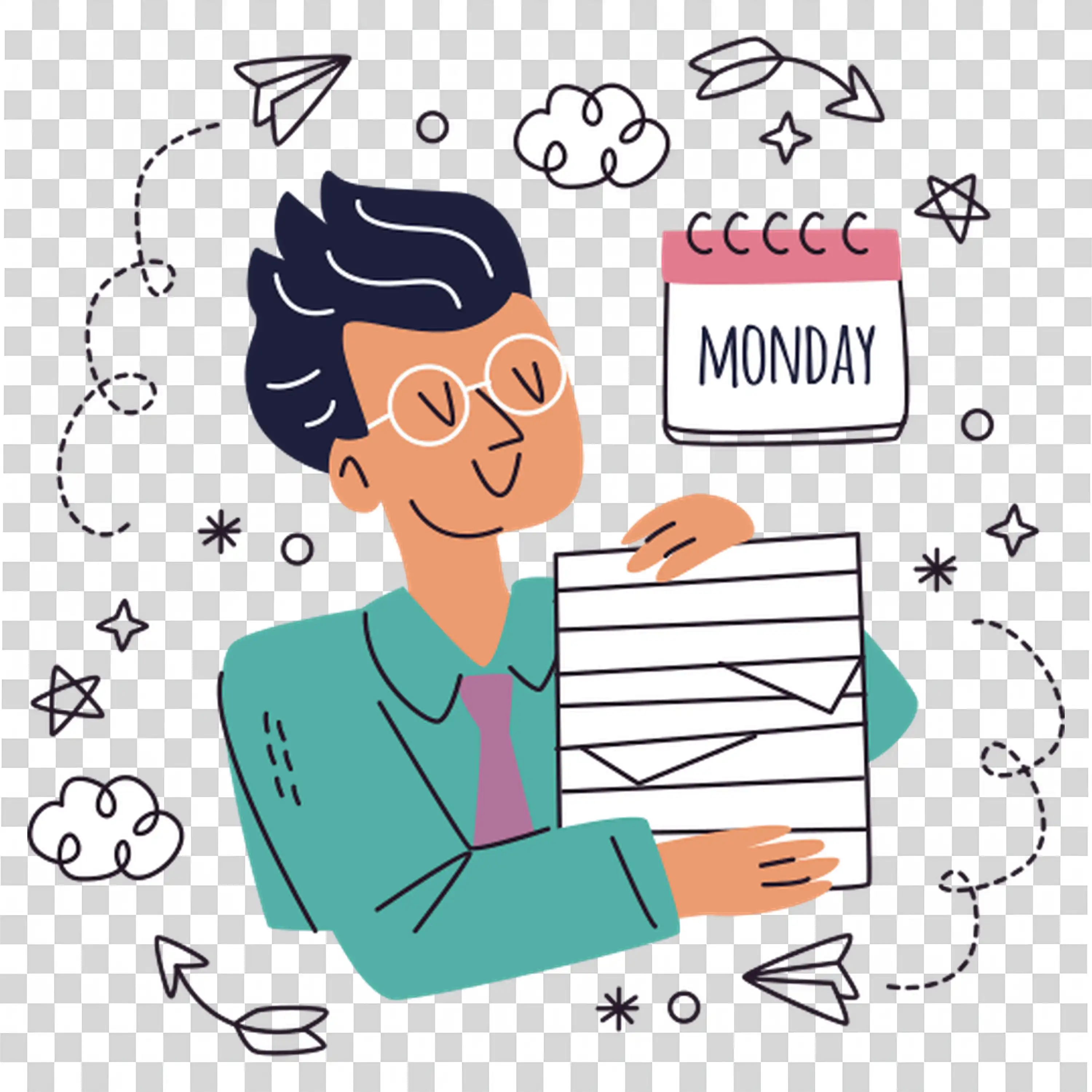 Man Holding Contract with Angry Expression and Icons