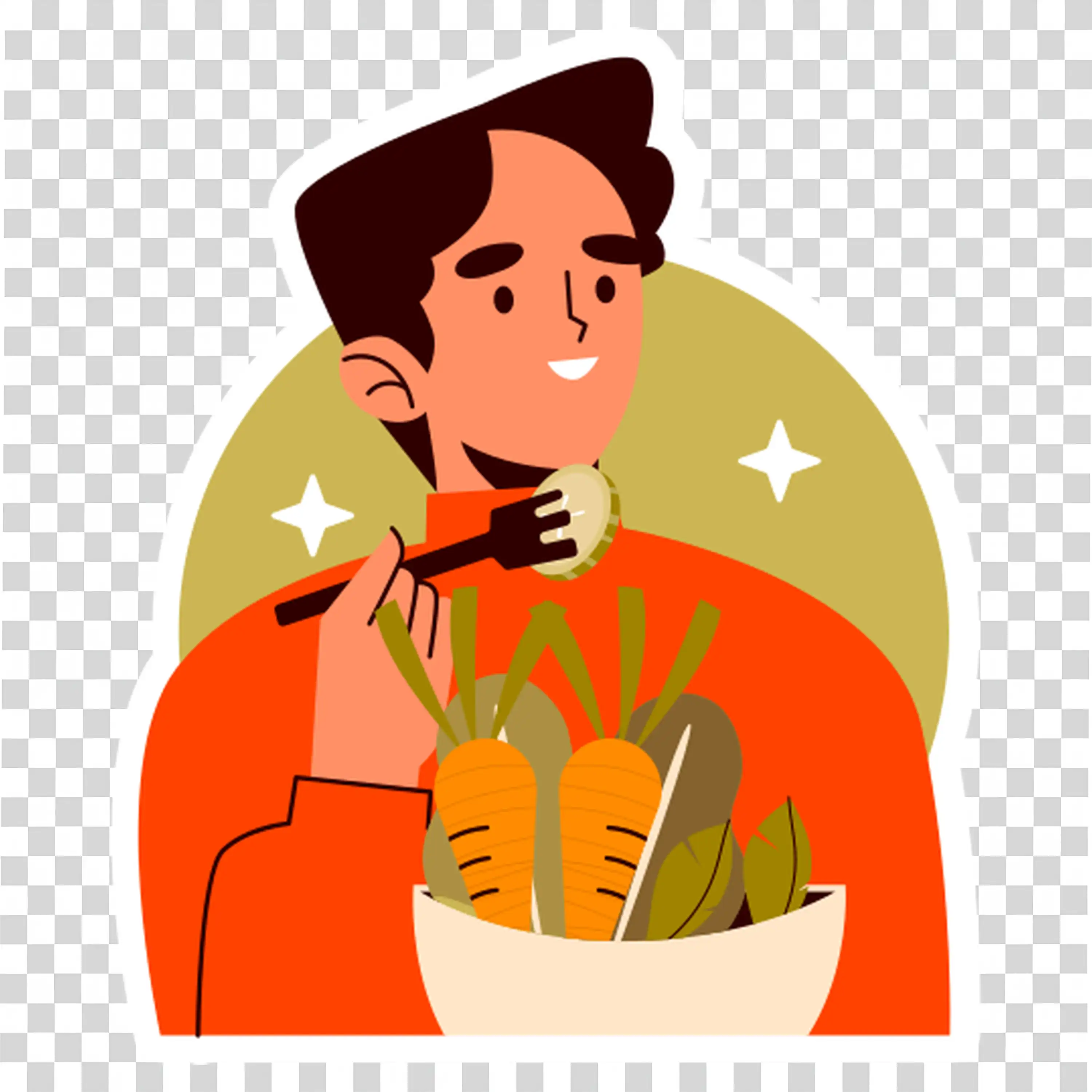 Man holding fresh vegetables and smiling bright PNG