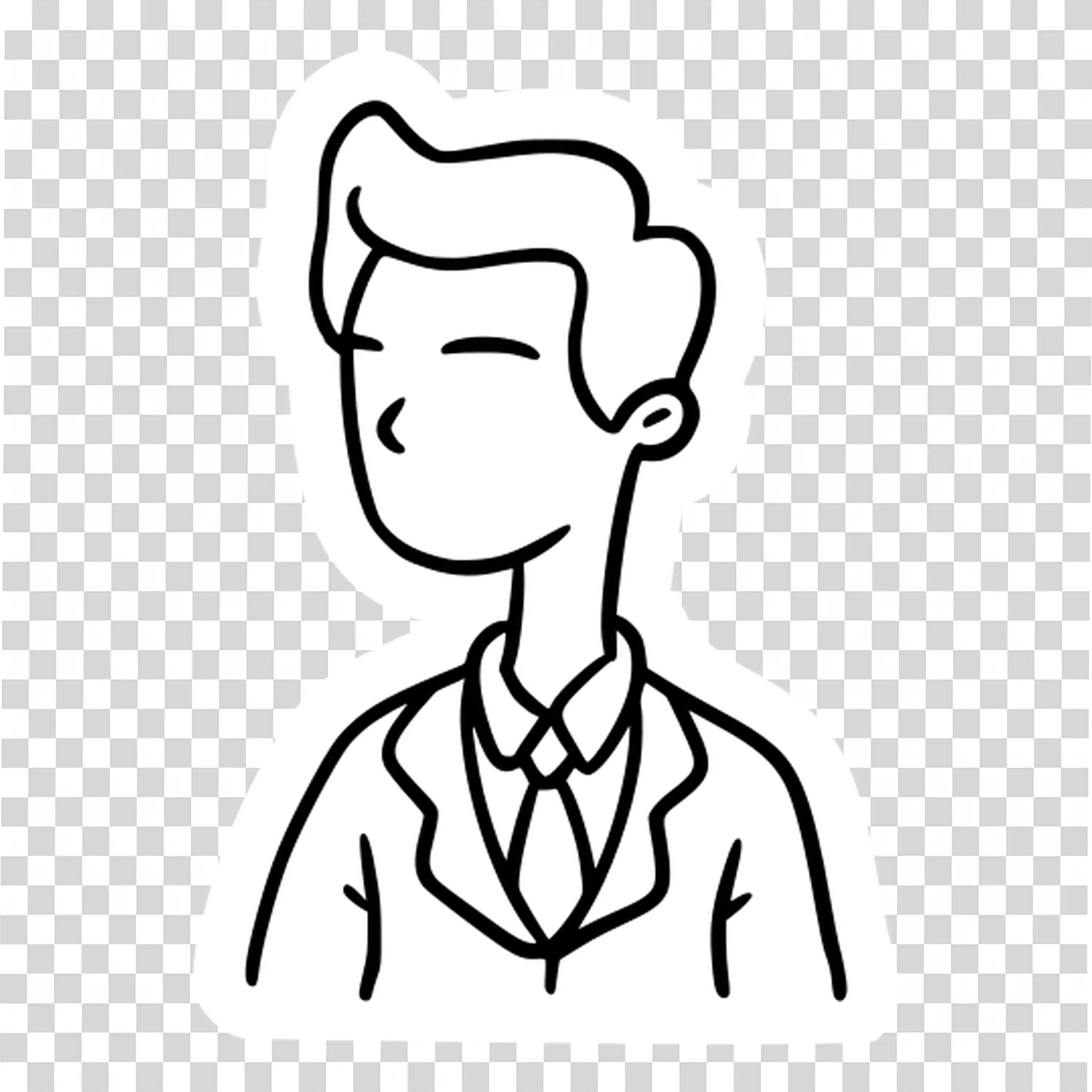 Man in suit drawn in minimal black and white sketch