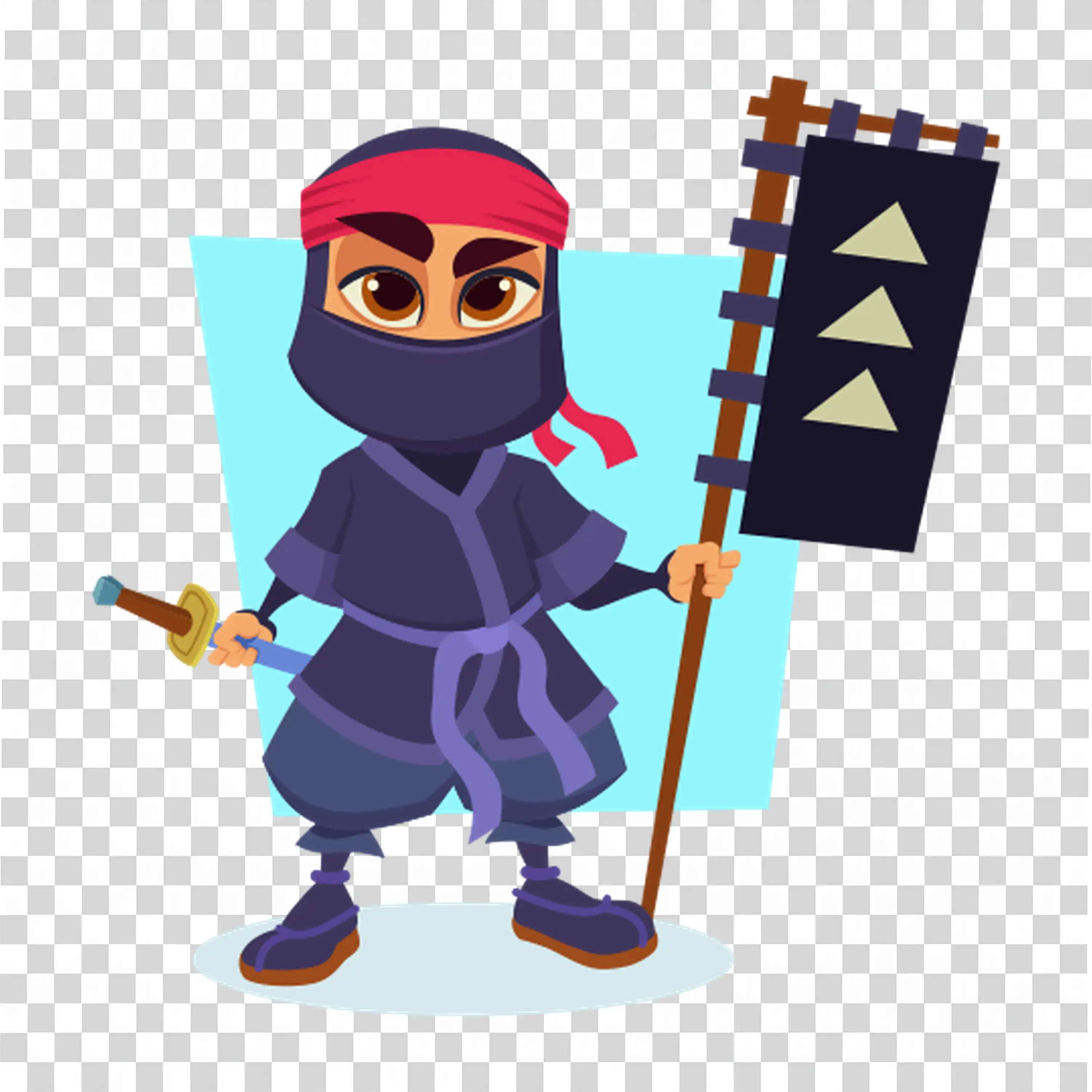 Man in Warrior Armor Holding Battle Flag Proudly PNG