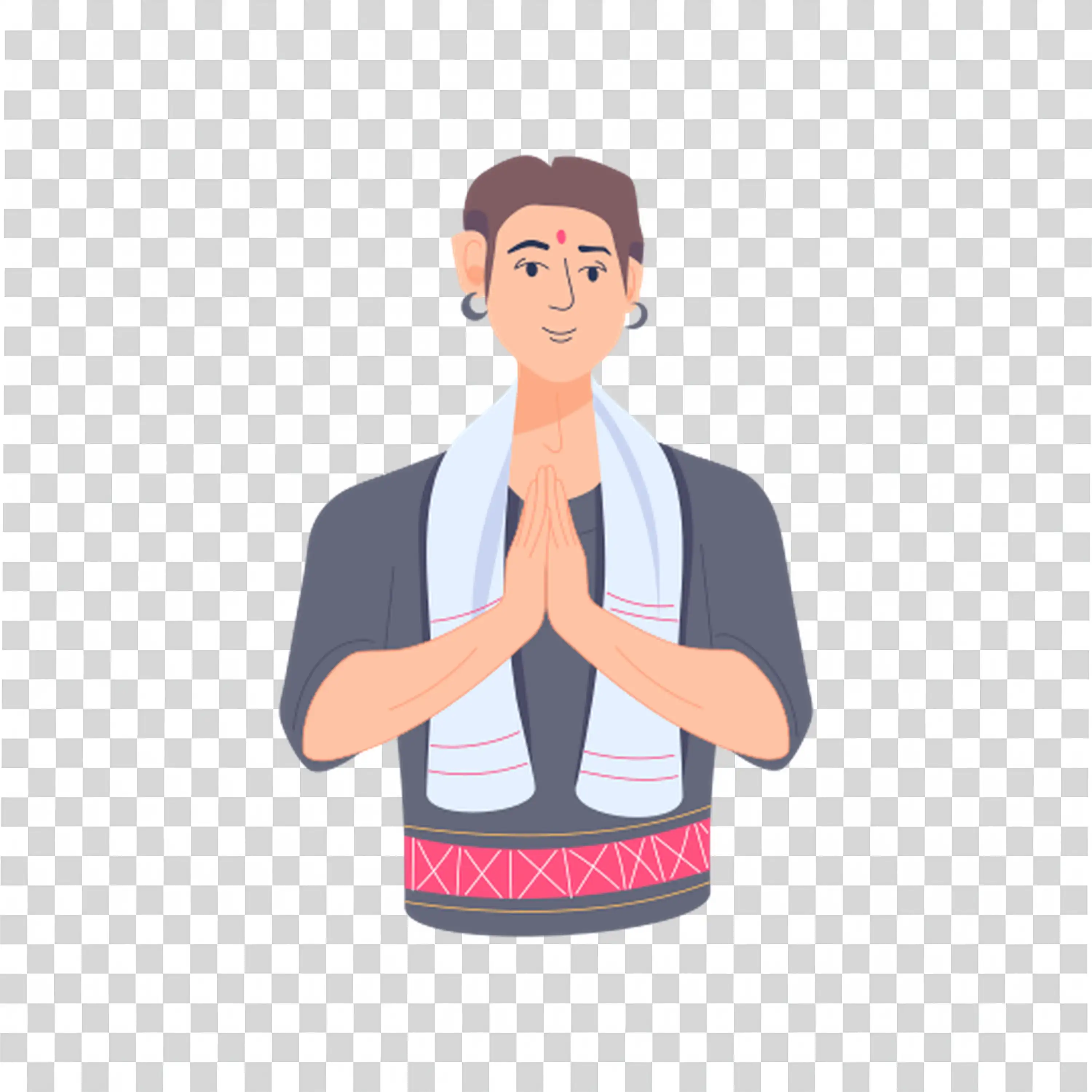 Man Meditating with Hands in Prayer Pose Calmly free PNG