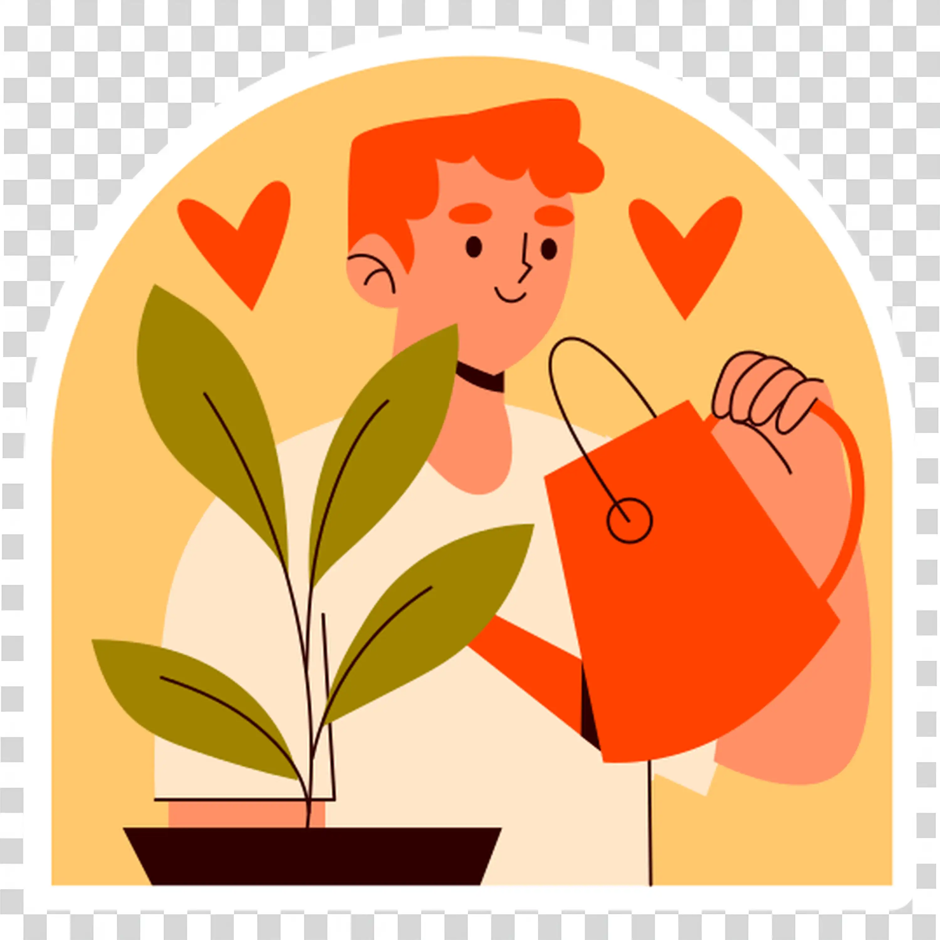 Man nurturing plant as woman supports emotional growth