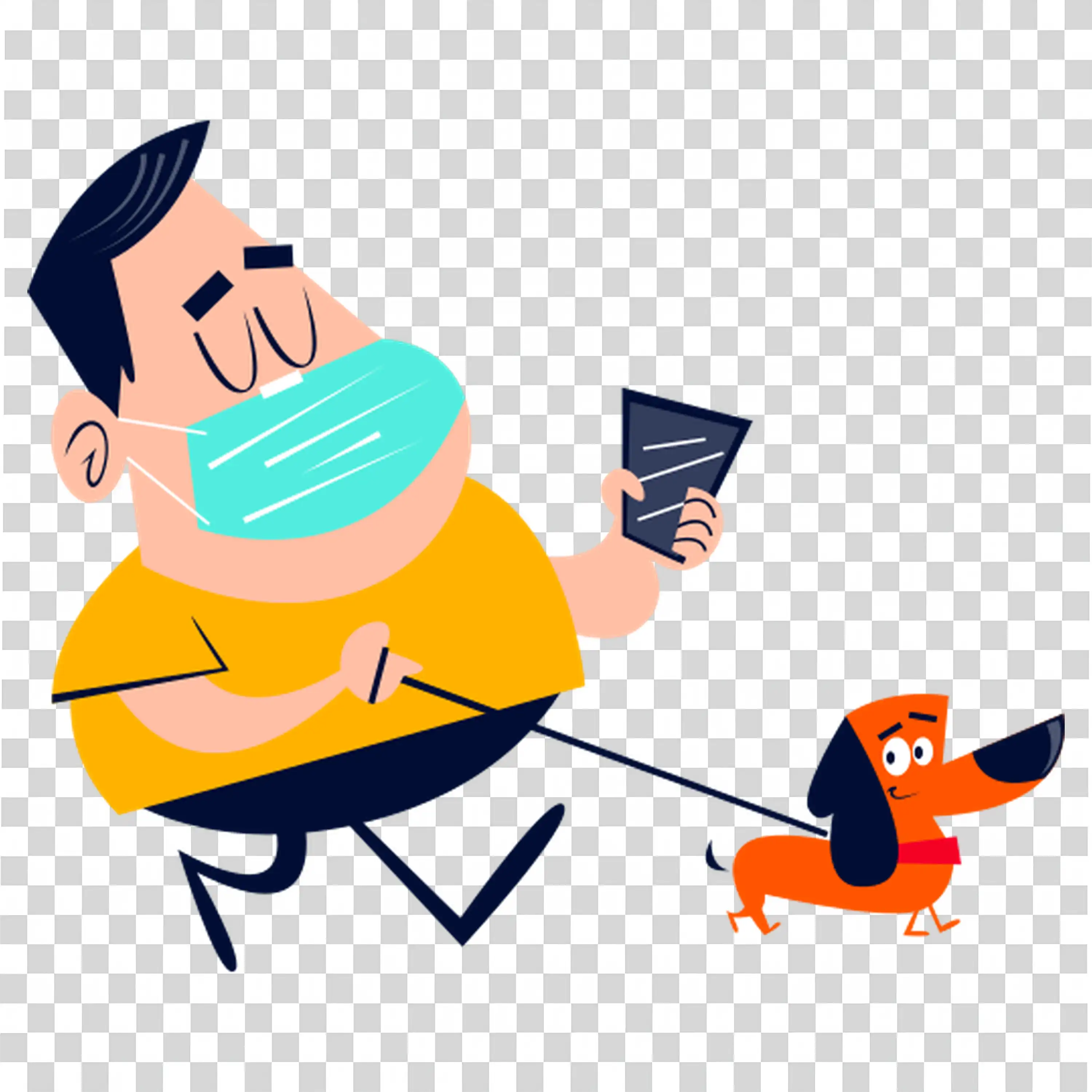 Man playing with dog happily in orange outfit PNG image