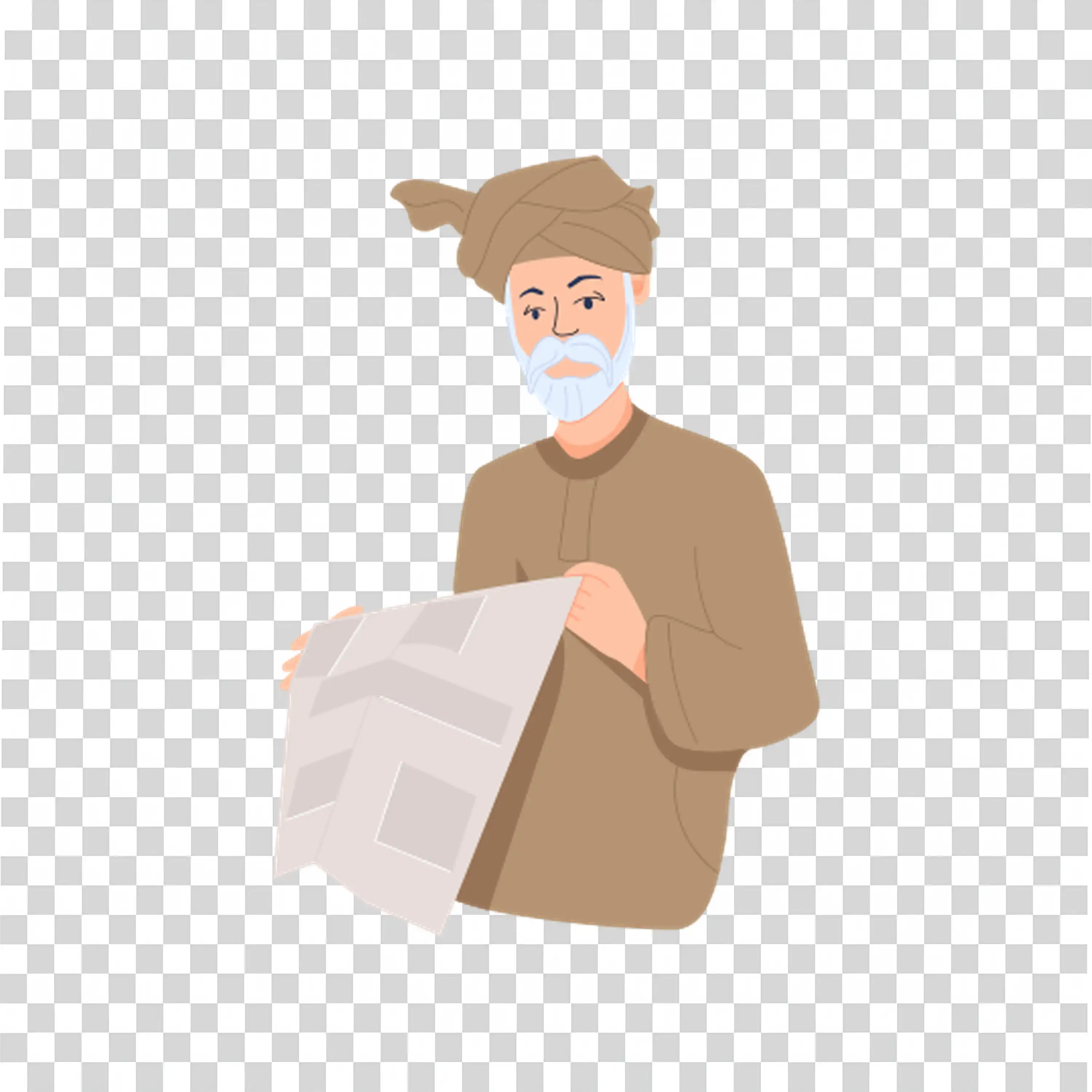 Man reading a newspaper with focused expression free PNG