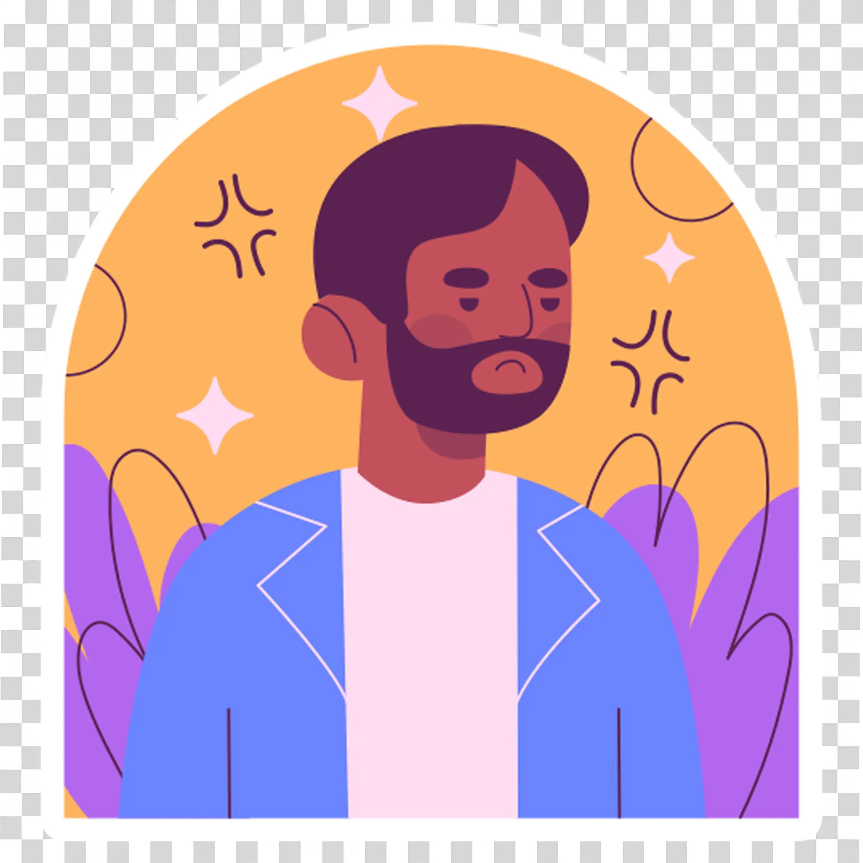 Man standing calmly with nature in the background PNG