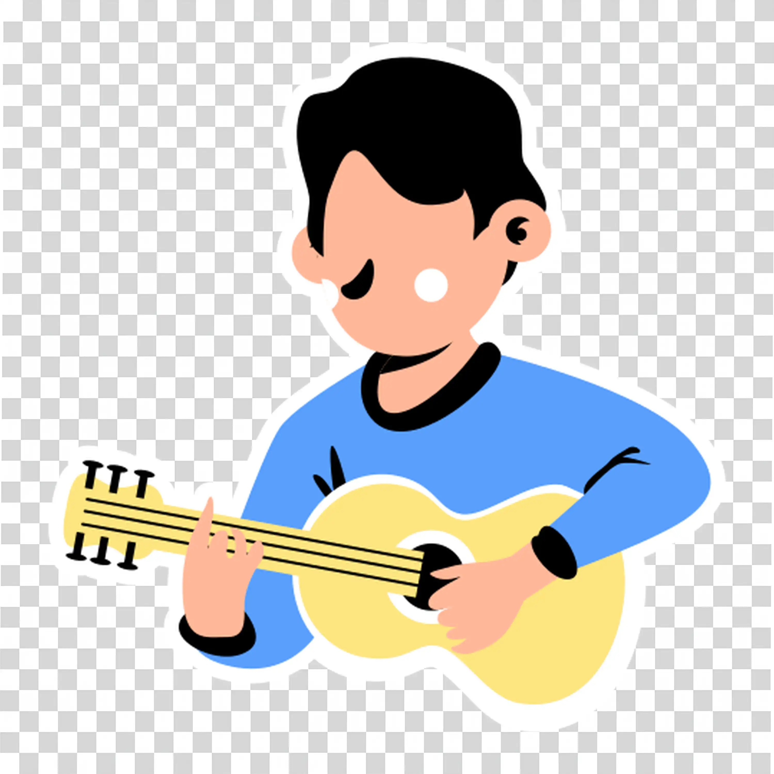 Man Strumming Guitar Enjoying Musical Moment in Nature