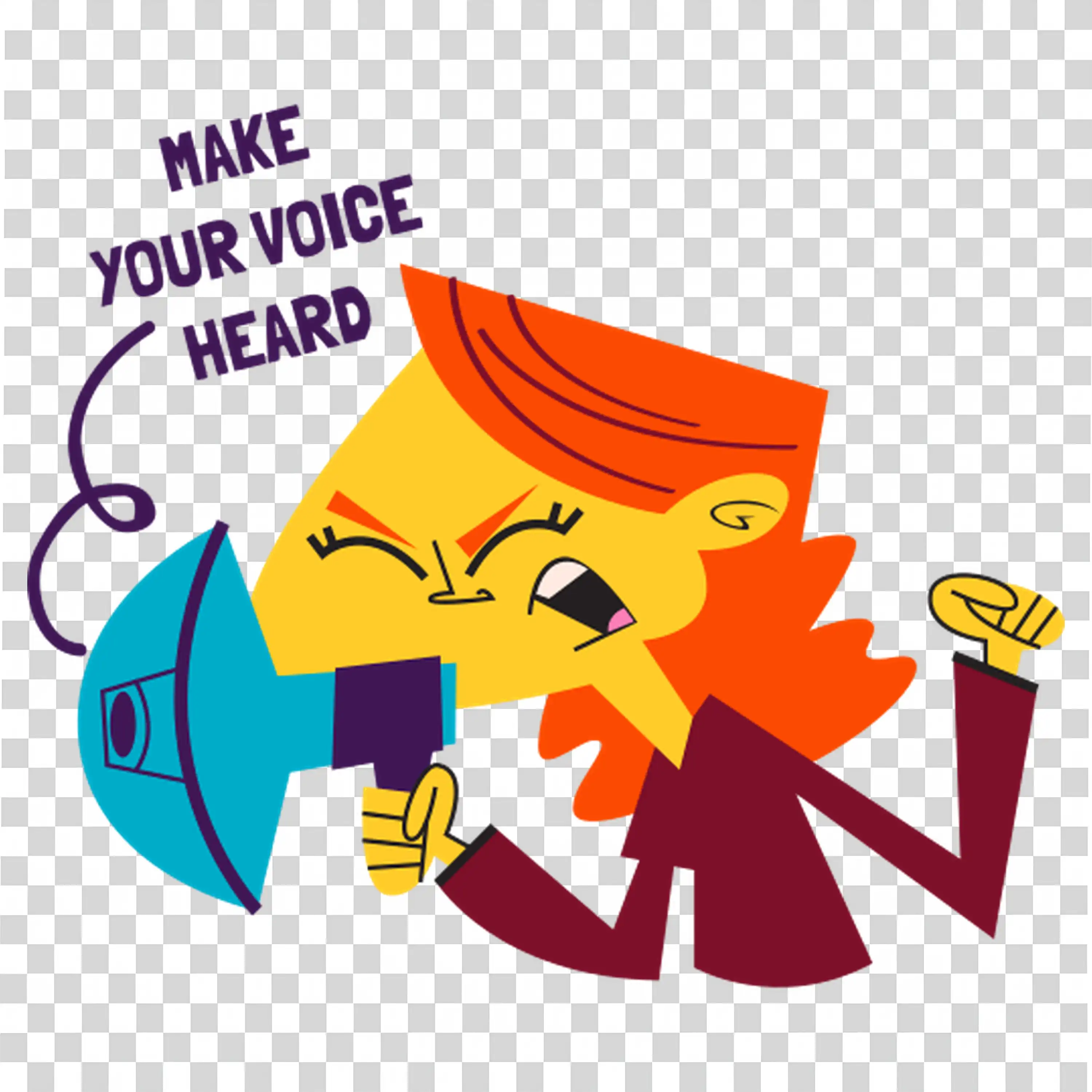Man yelling into a loudspeaker to make voice heard