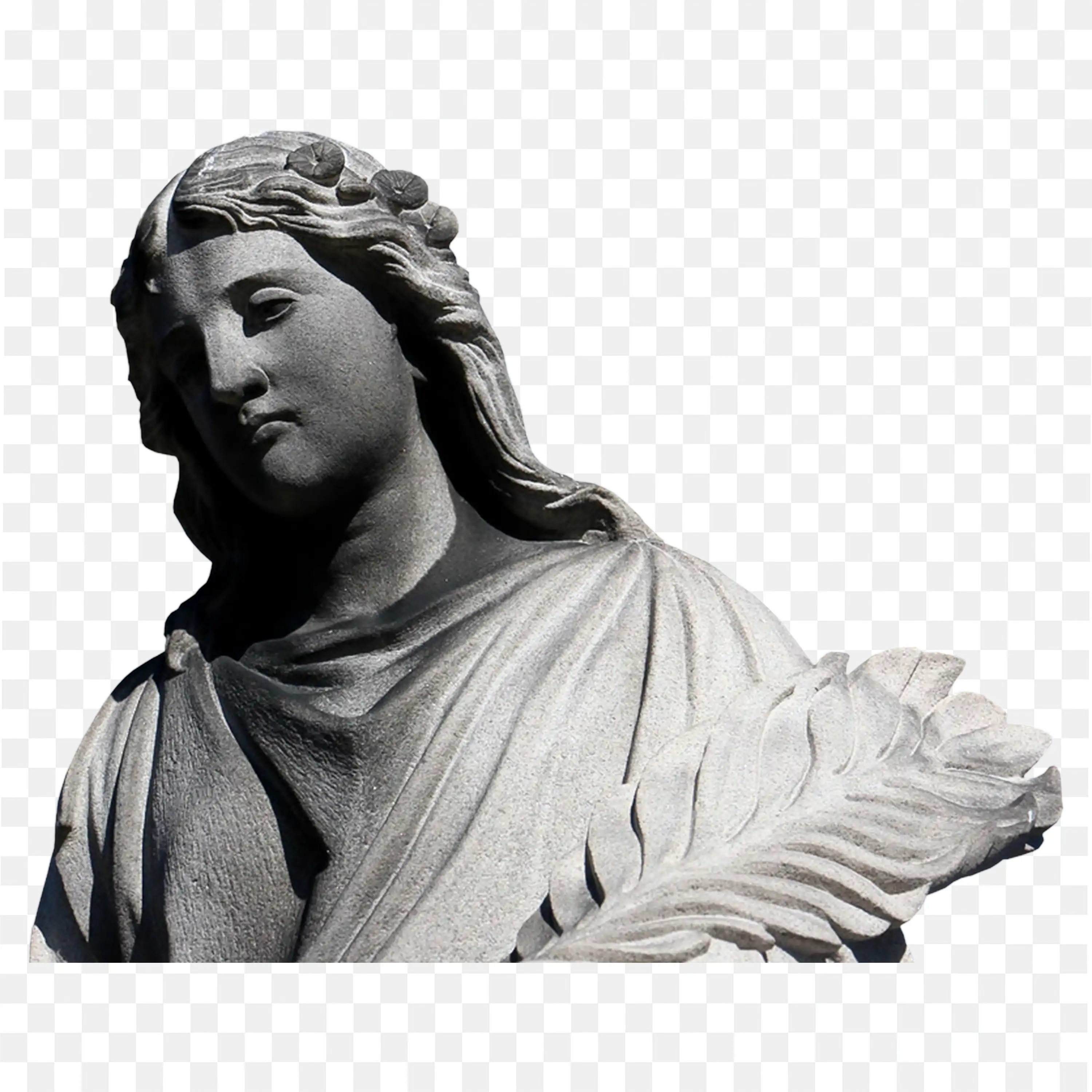 Marble Statue of a Woman with Palm Branch Free PNG Download