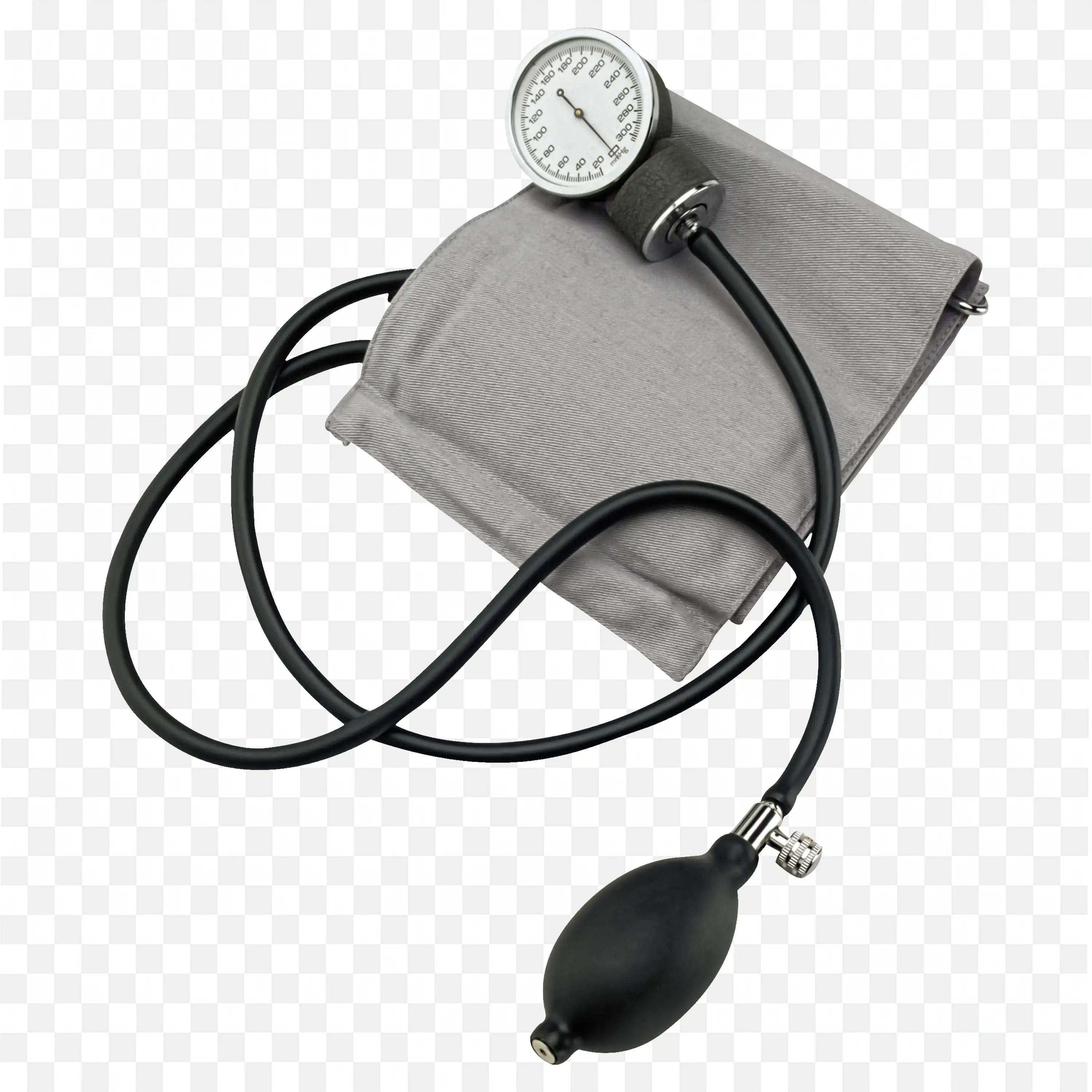 Medical Blood Pressure Device with Gauge and Pump PNG