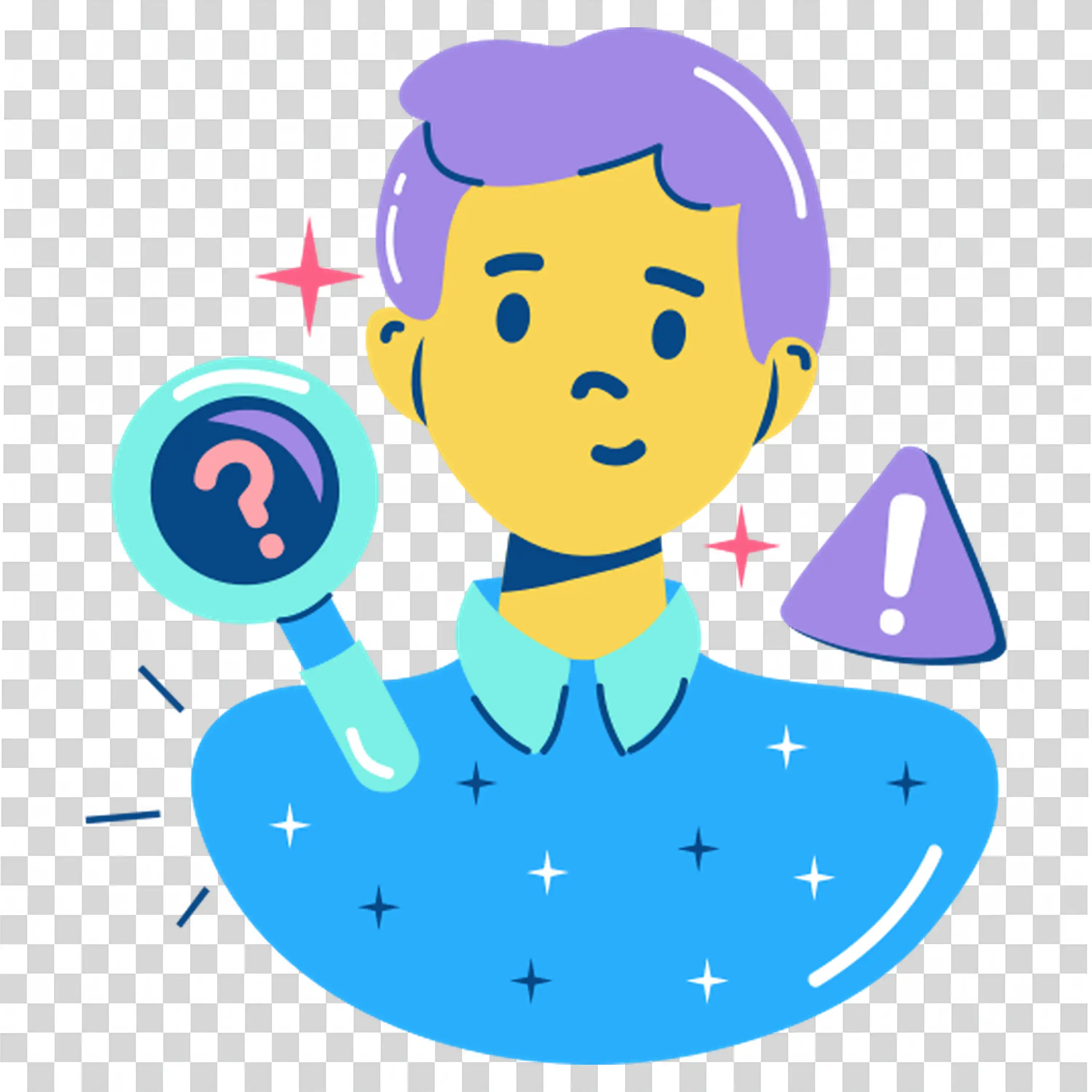 Meditating man balancing thoughts with floating icons