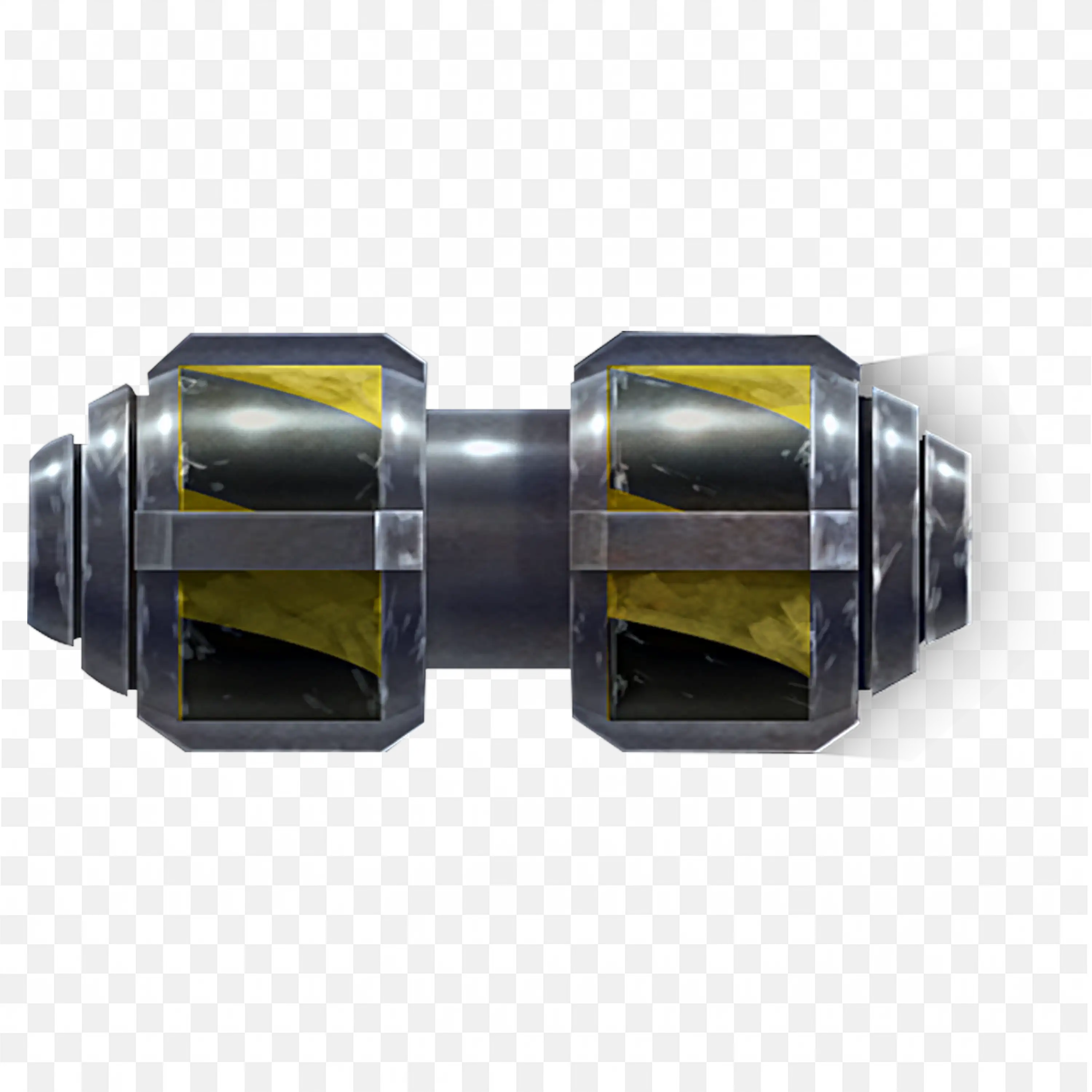 Metallic Cylindrical Connector with Hazard Marks Free PNG