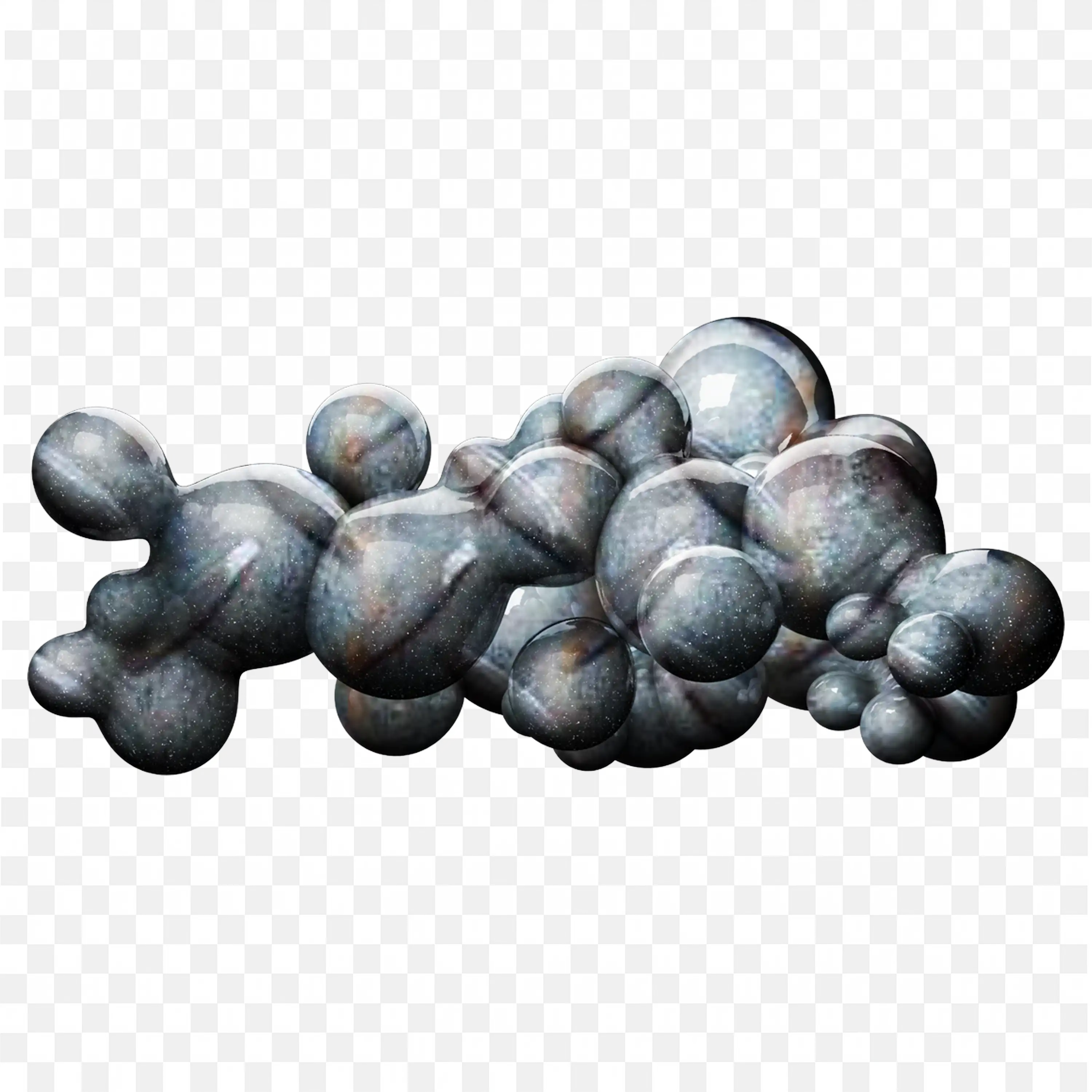 Metallic Molecular Structure with Spherical Atoms PNG Image