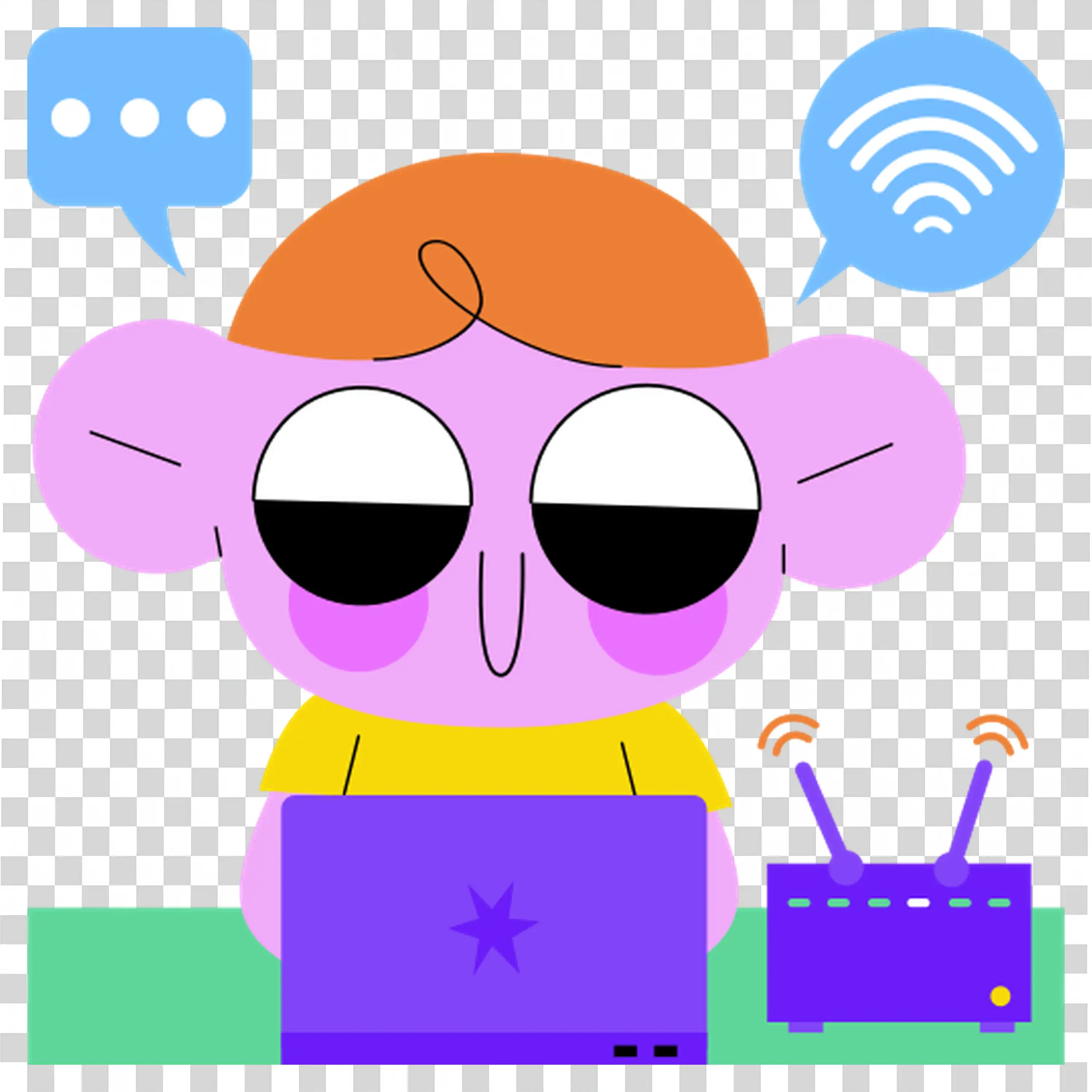 Mouse using laptop and drinking coffee online free PNG