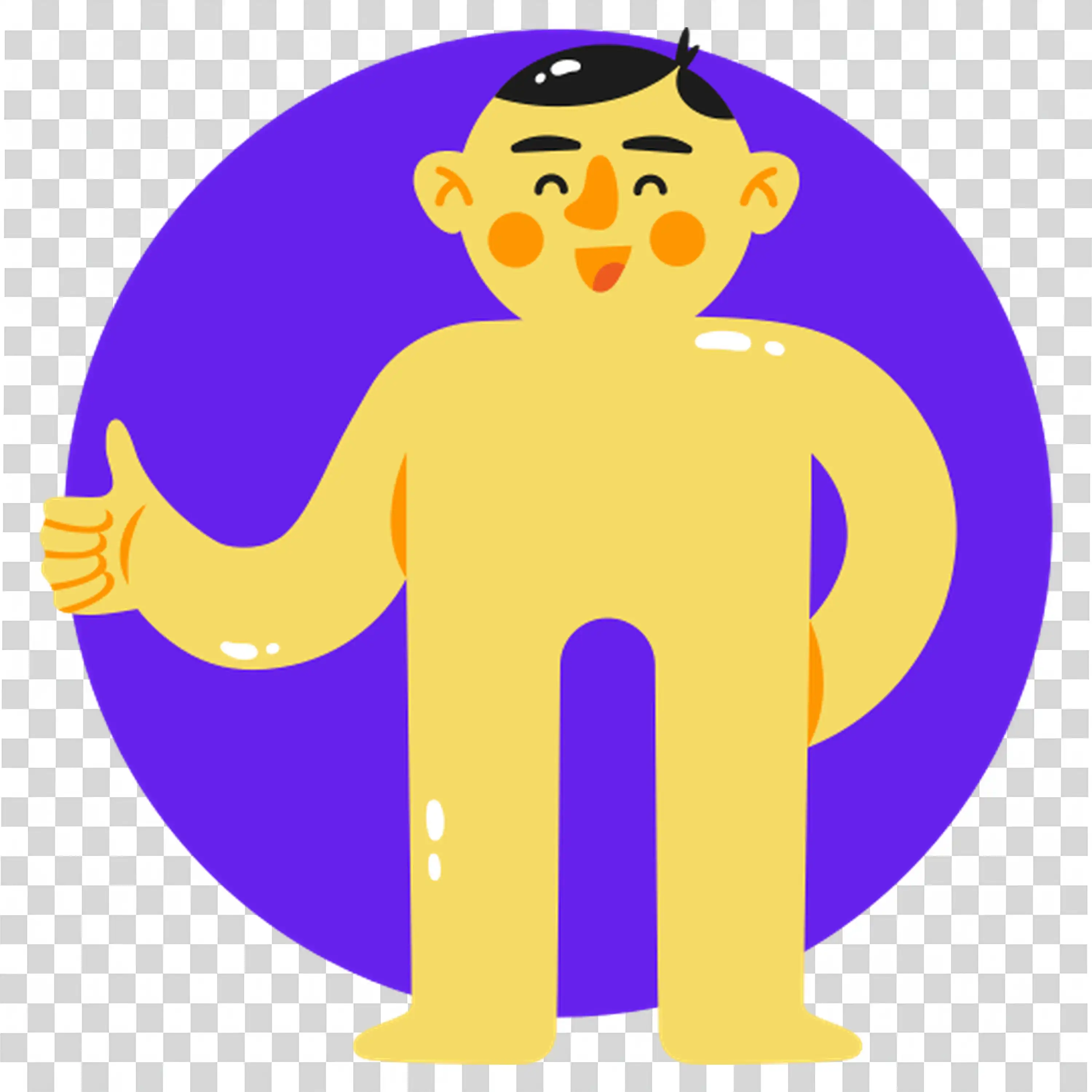 Muscular yellow figure posing confidently with hands on hips