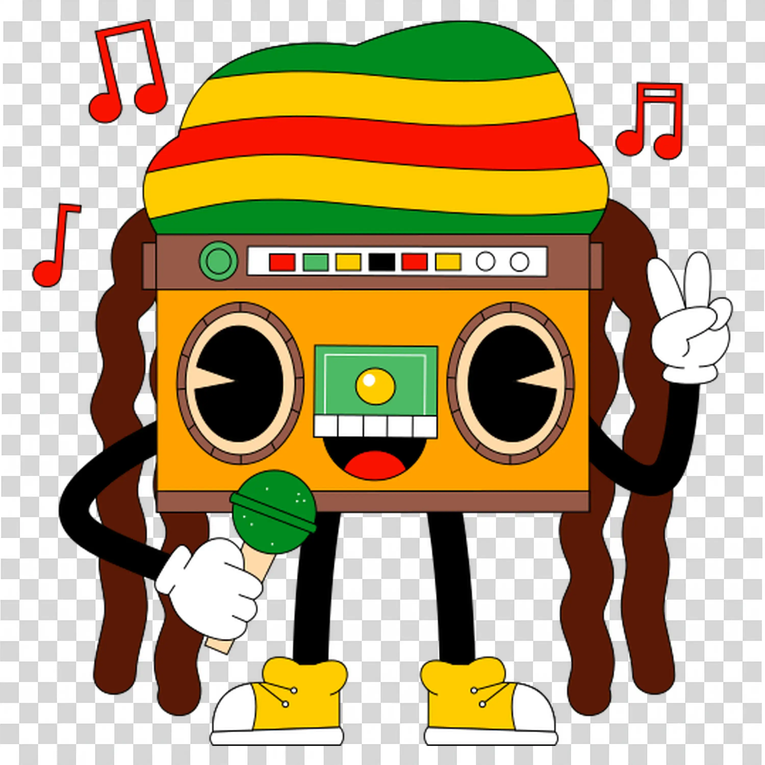 Music player with hands and dancing to tunes cheerfully