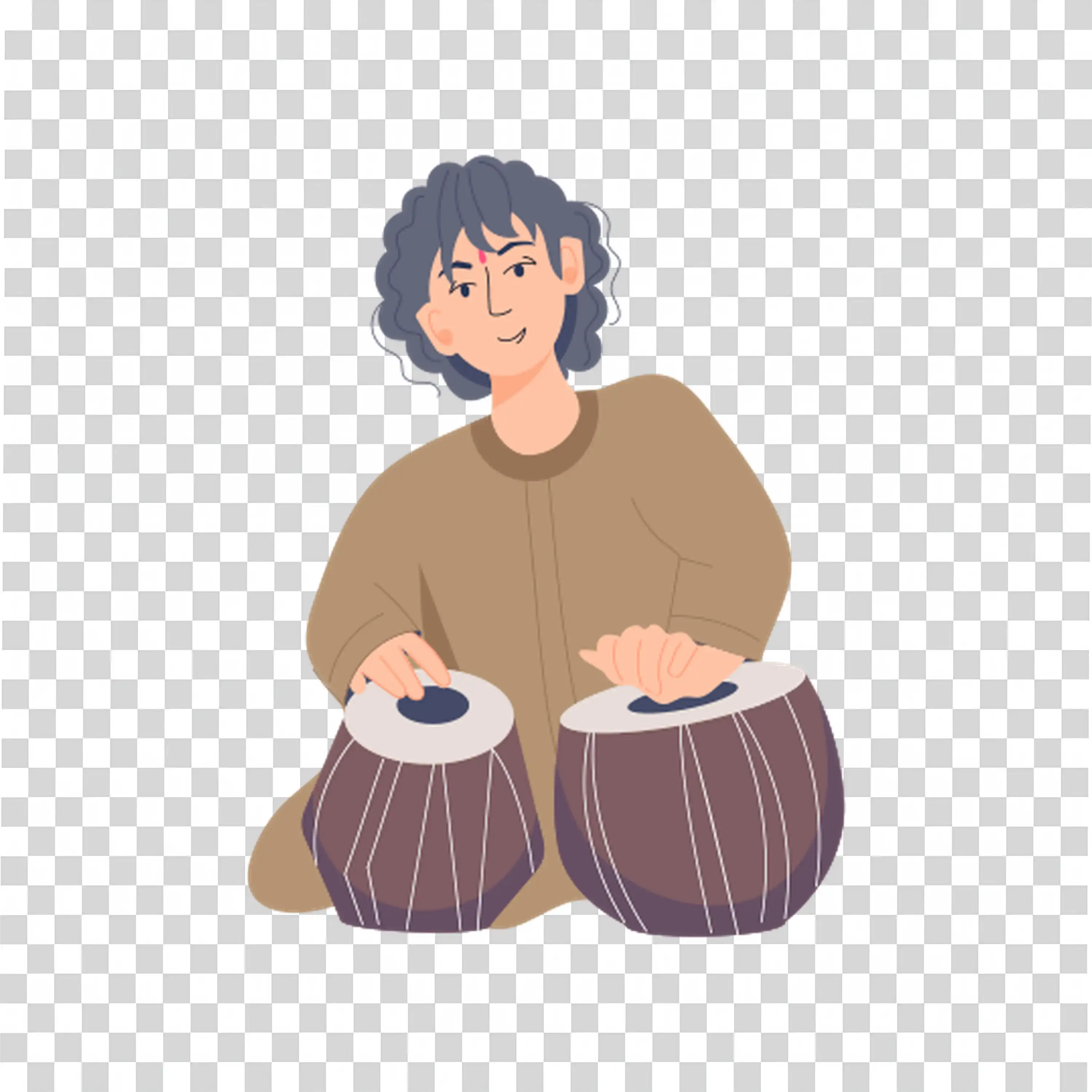 Musician playing tabla with peaceful expression free PNG