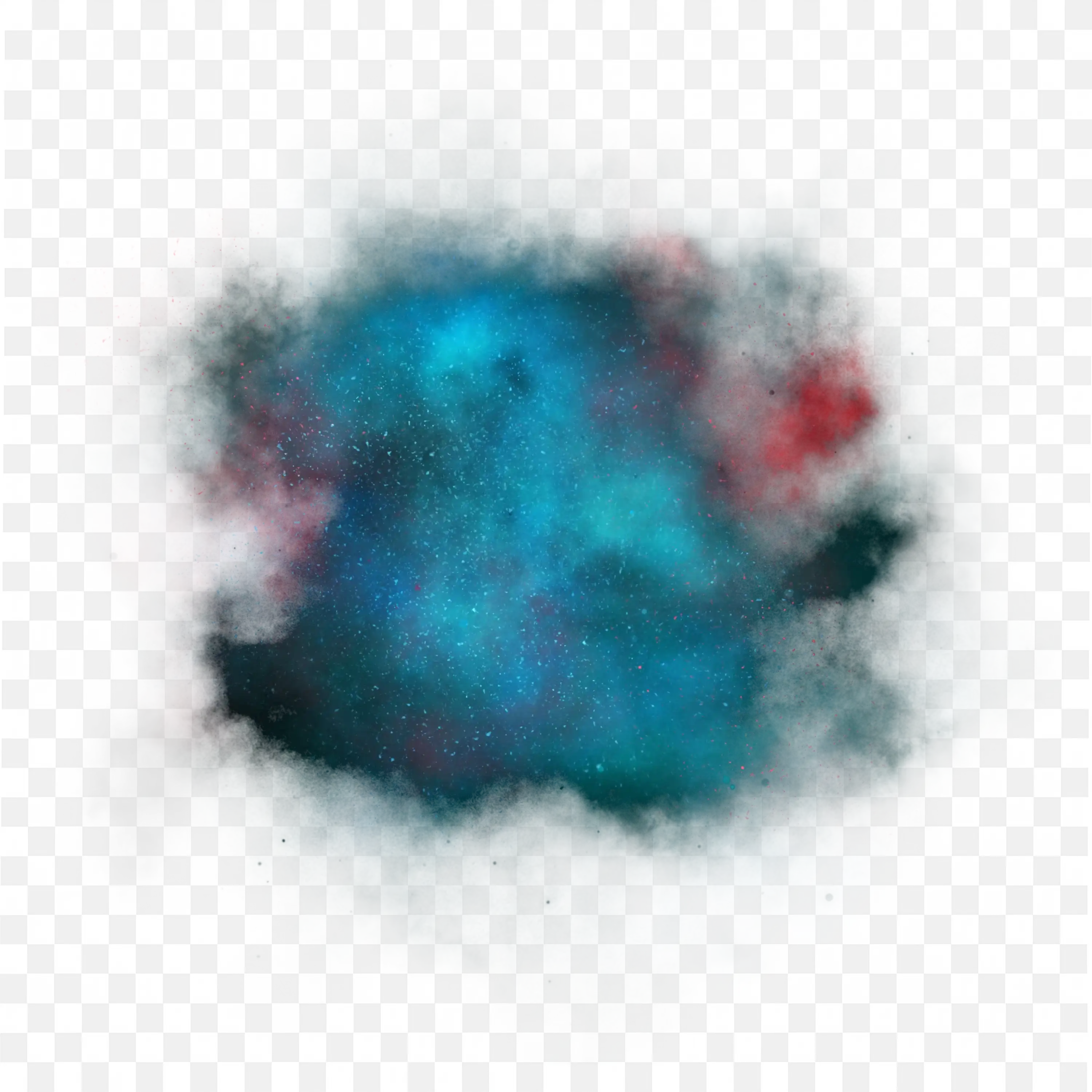 Mysterious Cosmic Cloud with Blue and Red Glowing Dust