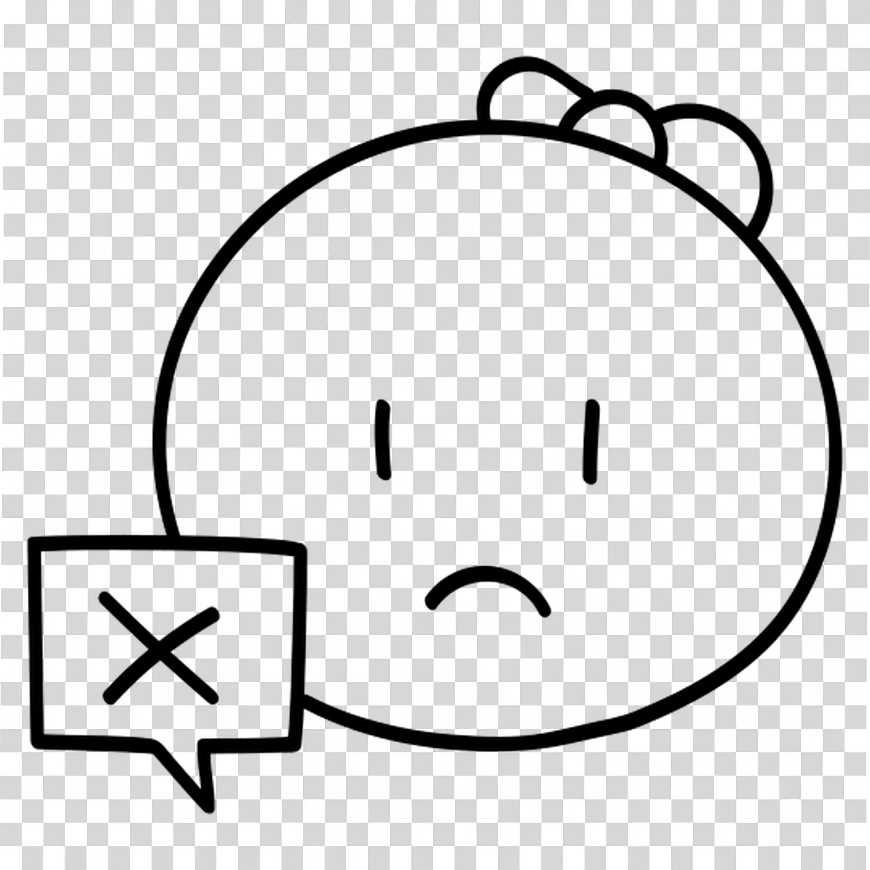 Neutral expression face with X icon suggesting no emotion