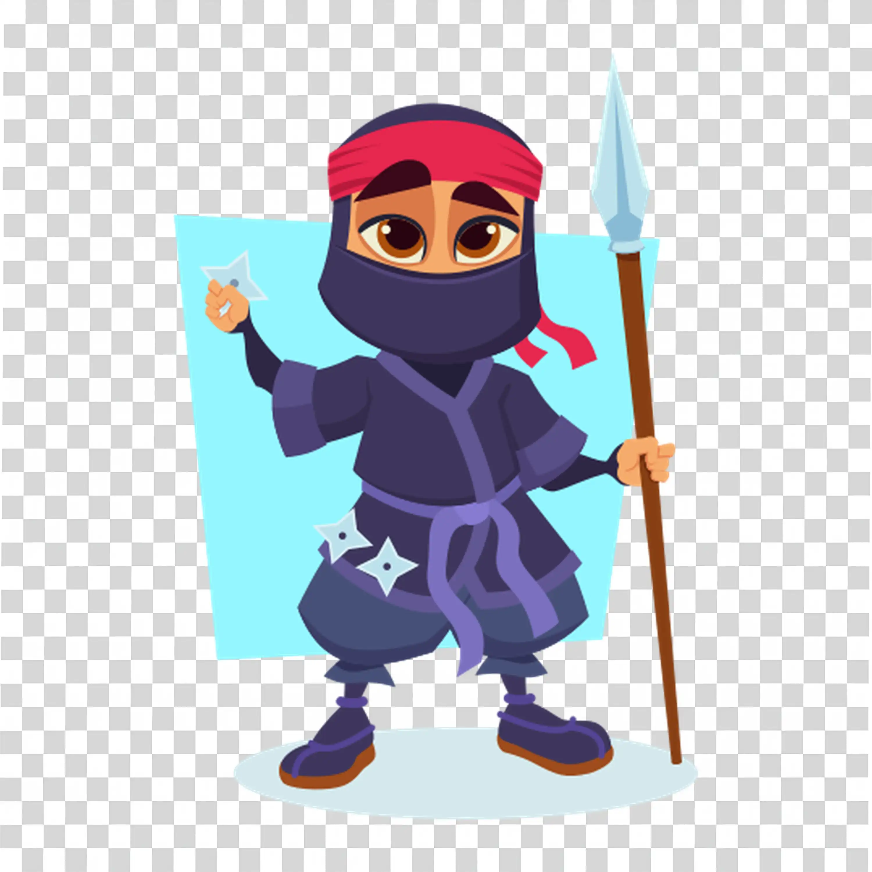 Ninja Character in Action Pose Representing Strength