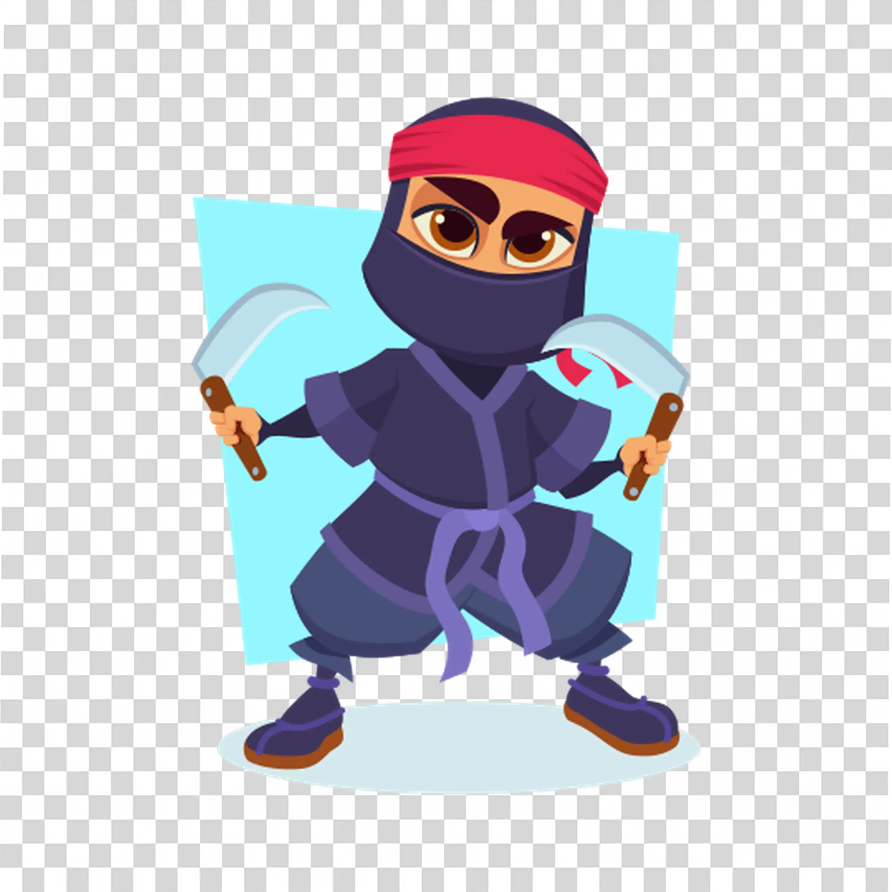 Ninja Character in Black Outfit Holding Swords in Action