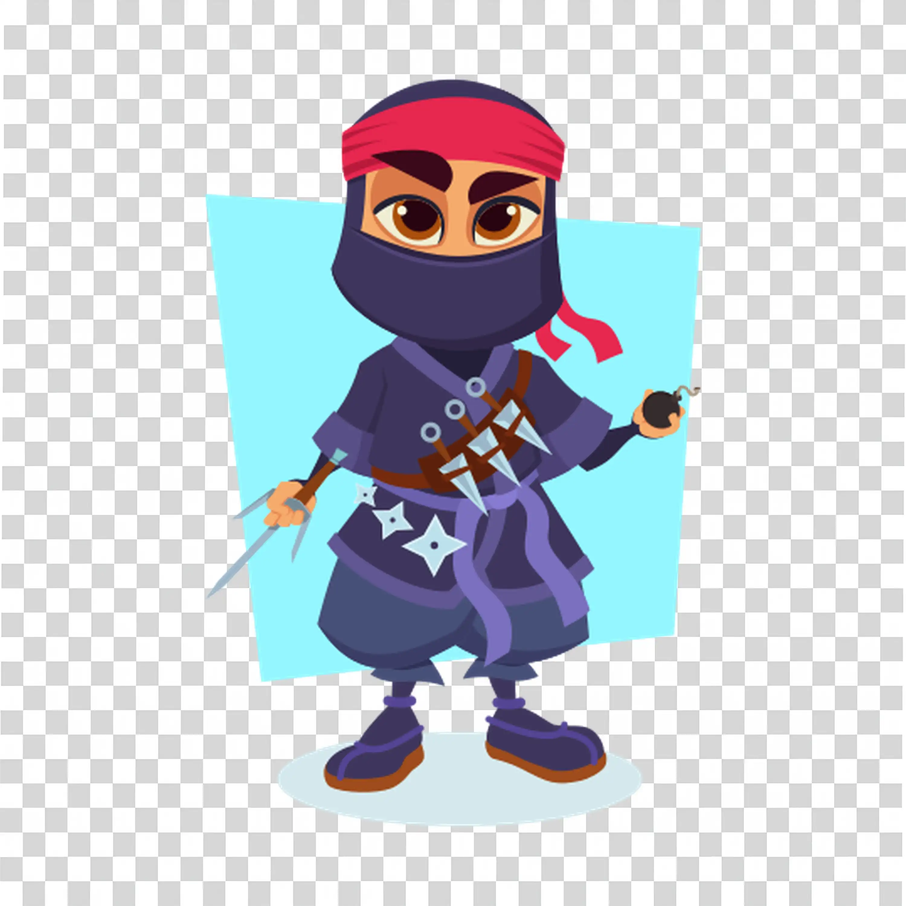 Ninja character in combat stance ready for action PNG