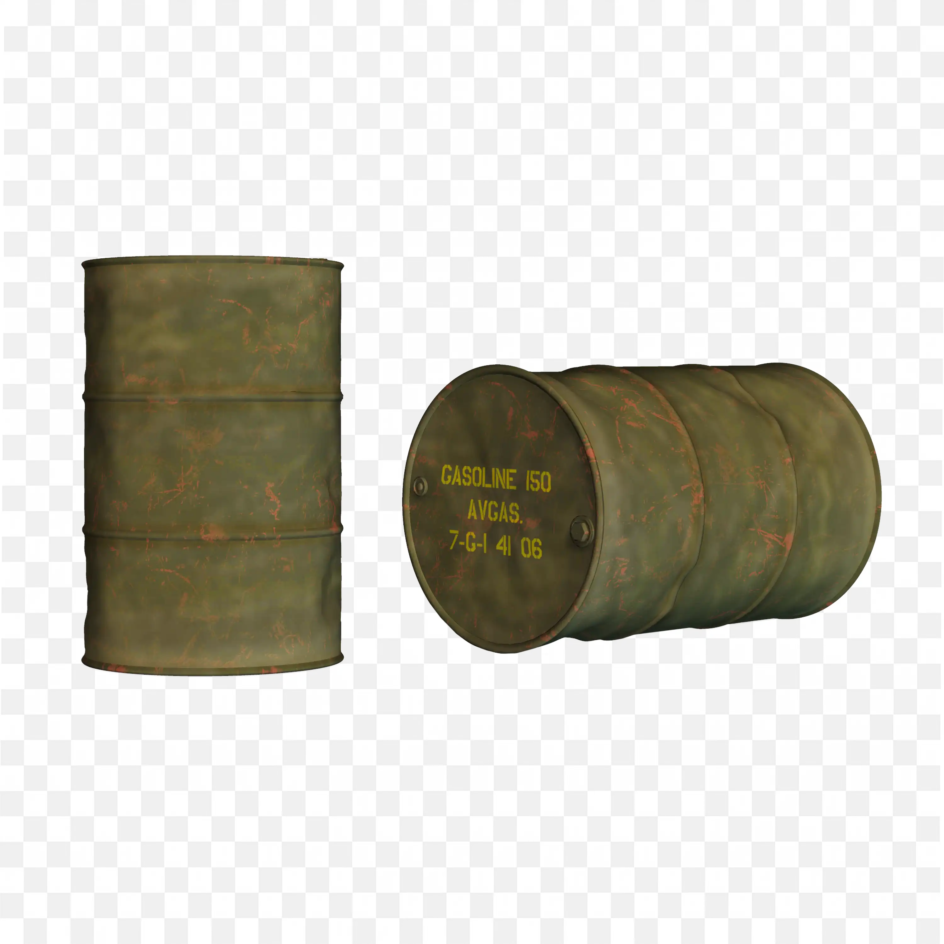 Old Rusty Metal Oil Barrels on White Background Free PNG