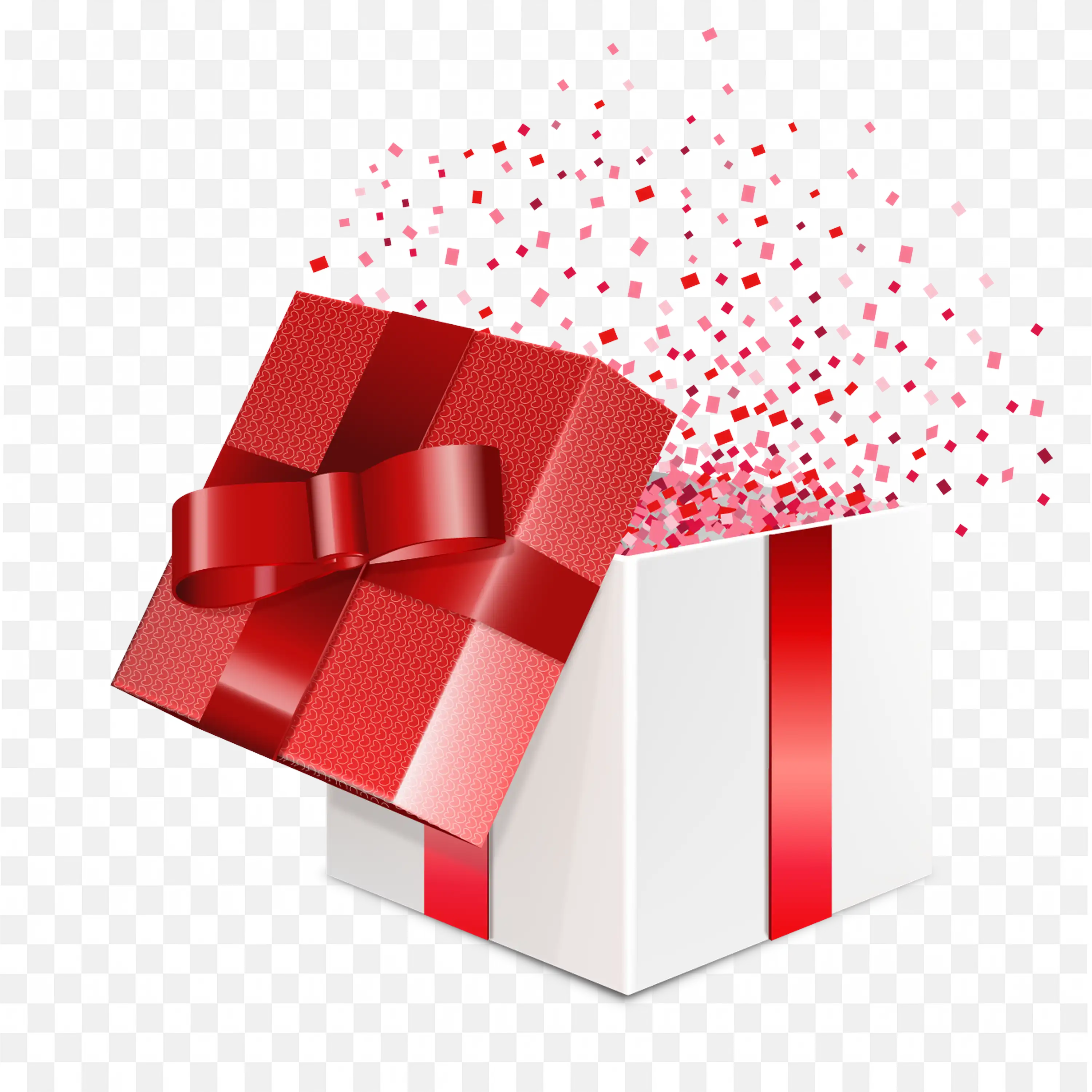 Open Red Gift Box with Sparkles Bursting Out Free PNG Image
