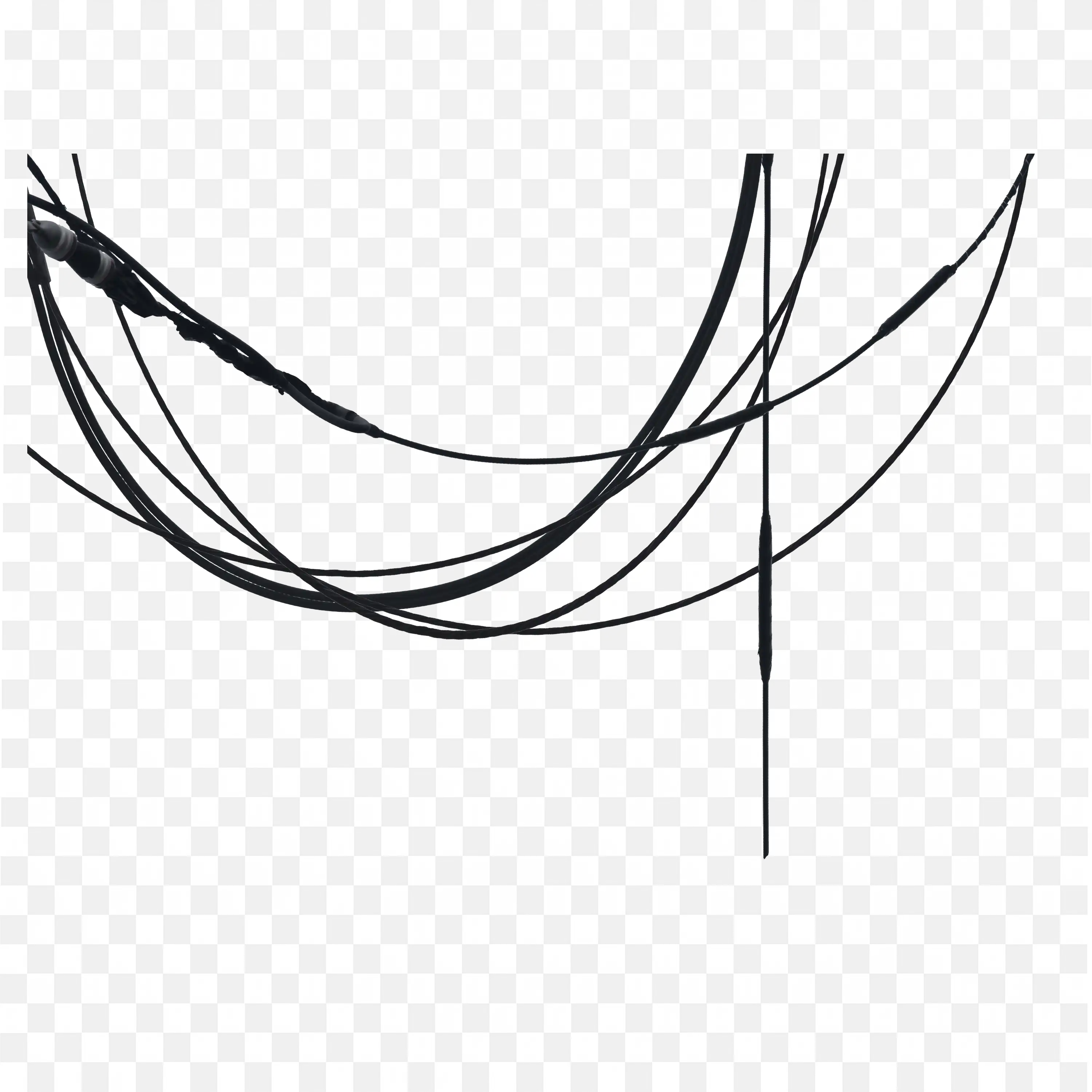 Overhead Power Lines Curving Against White Background PNG