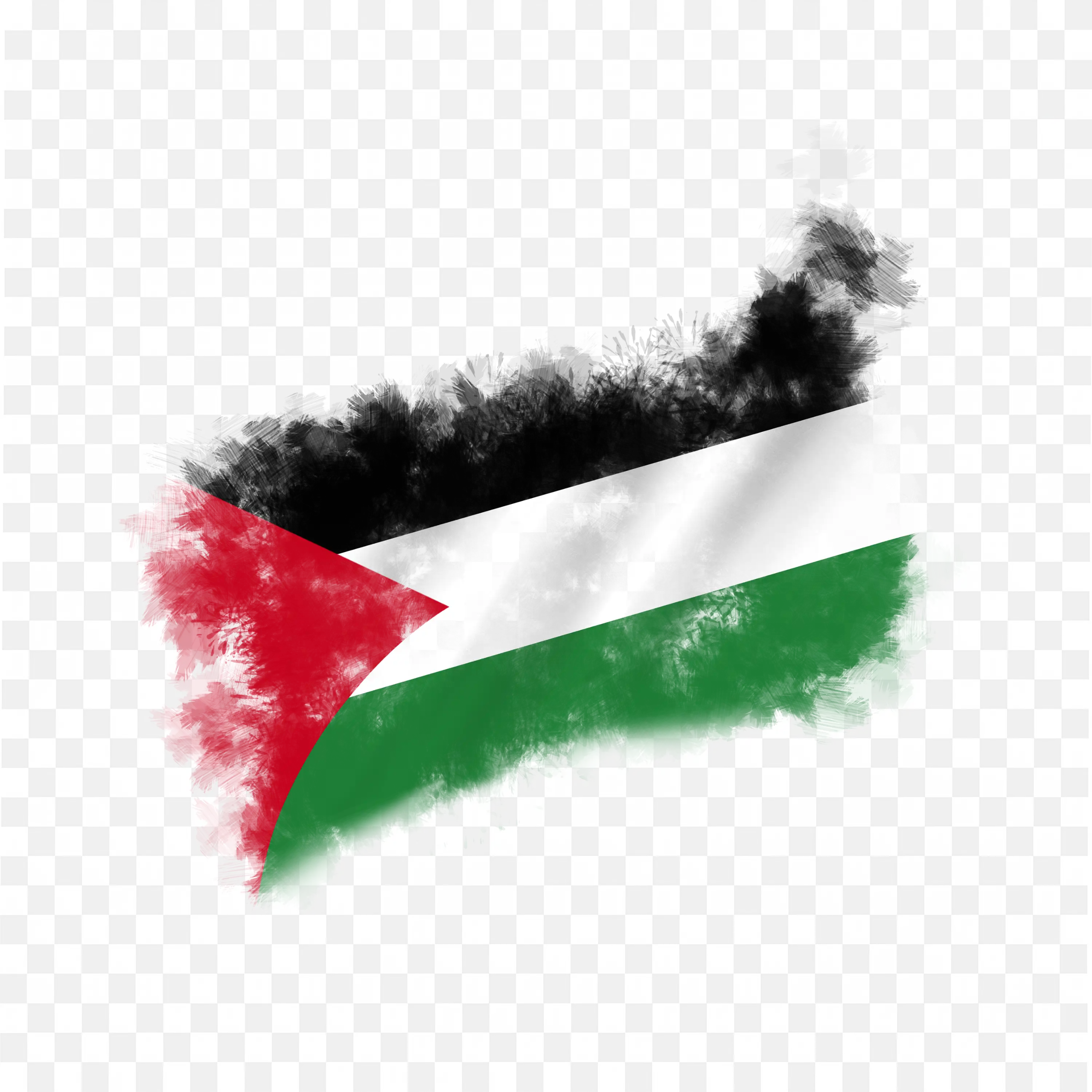 Paint Brush Art of the Palestine Flag with Rough Edges