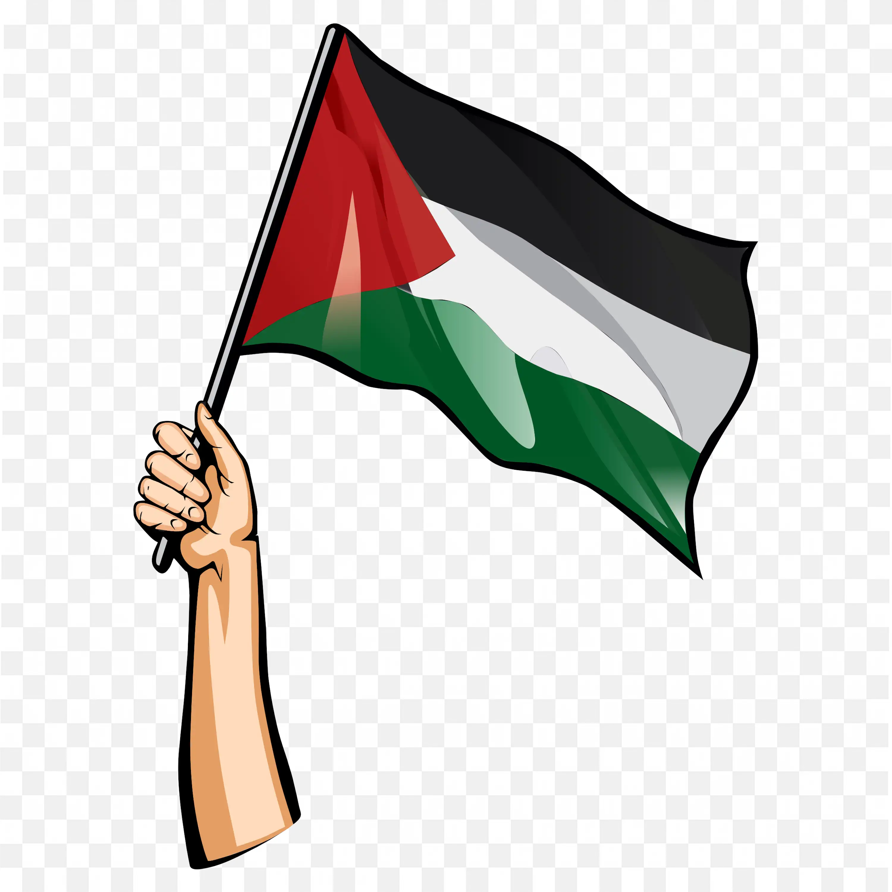 Palestinian Flag in Hand Visual Clip Art PNG Image Download