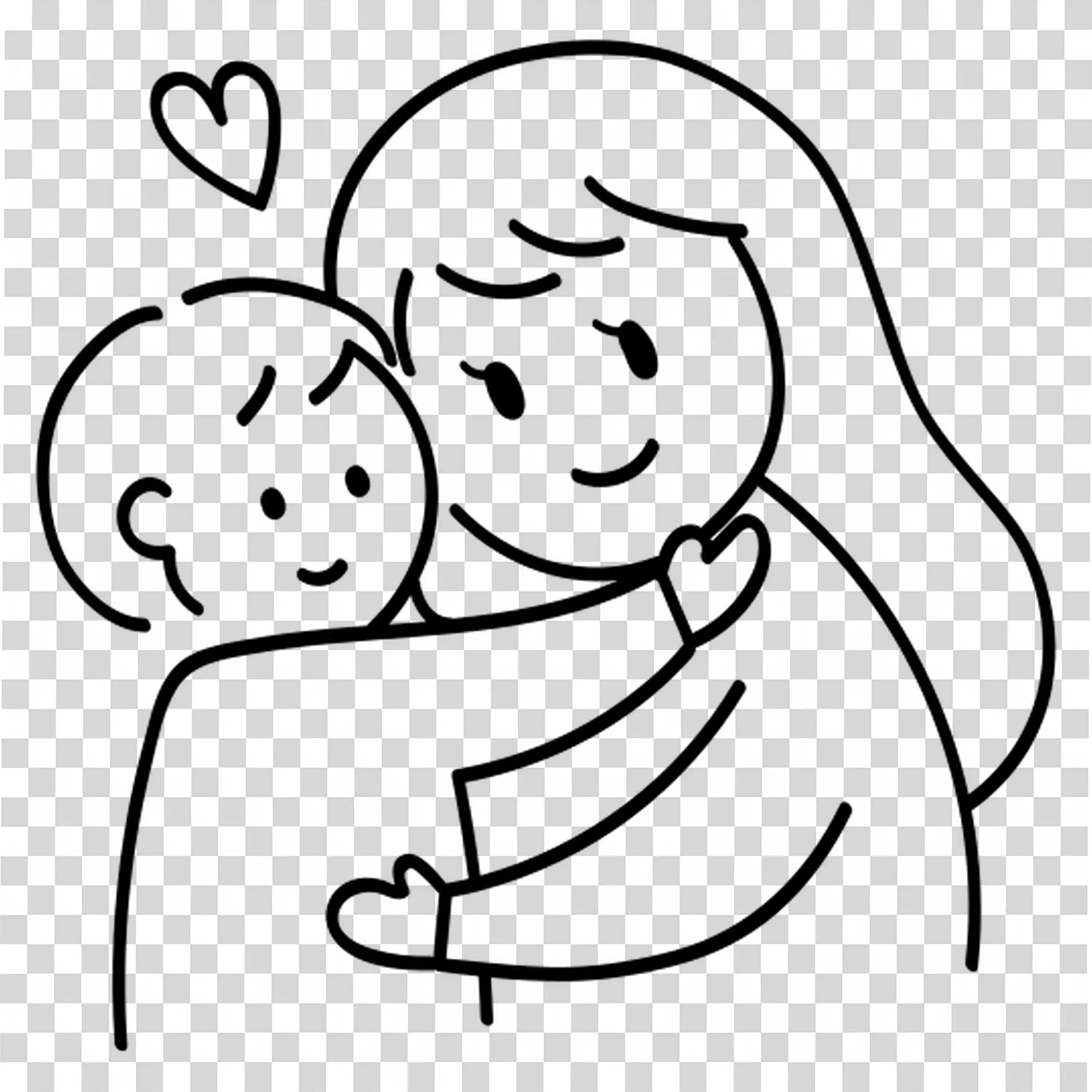 Parent Hugging Child in Gentle Black and White Drawing
