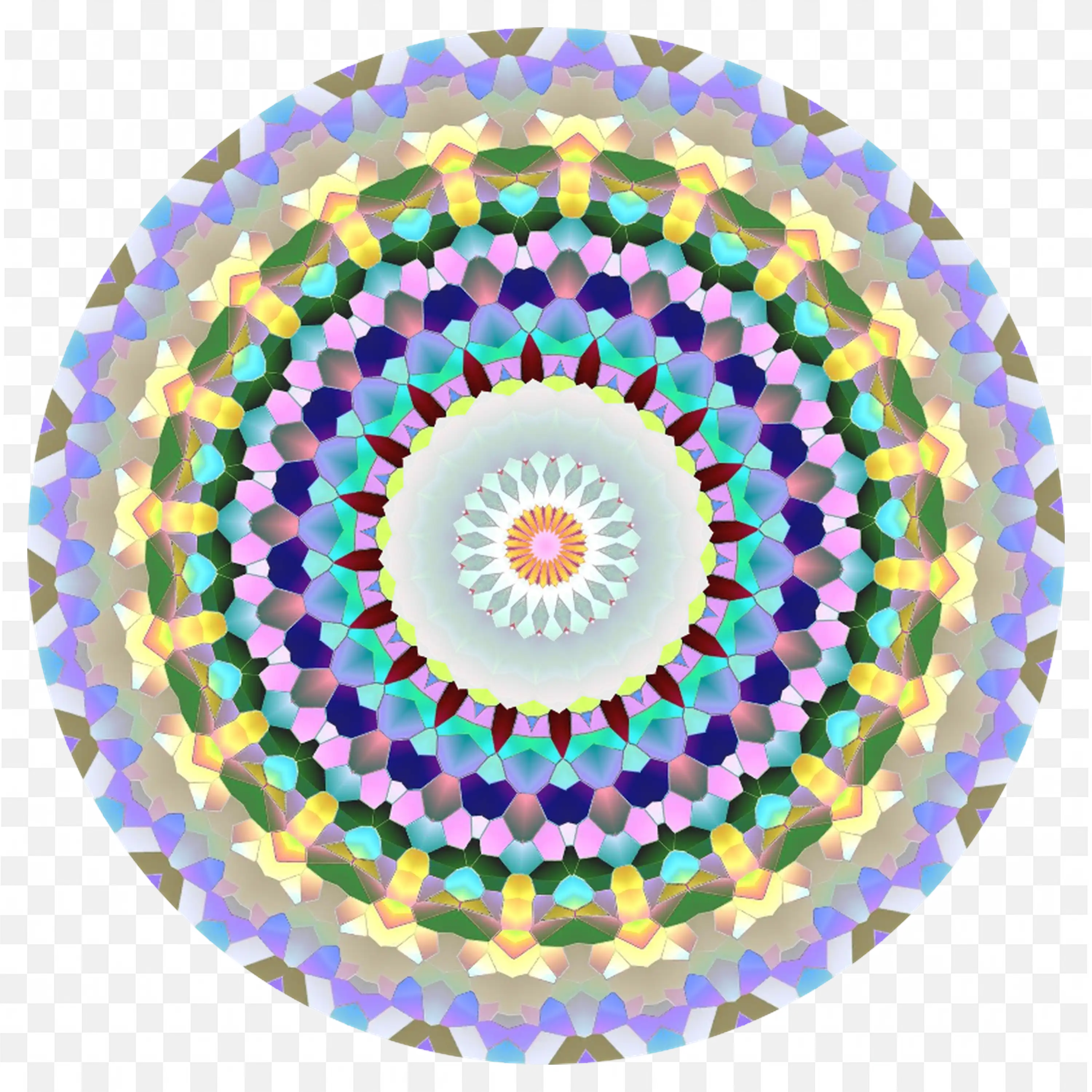 Pastel Floral Mandala with Pink Yellow and Green Shades