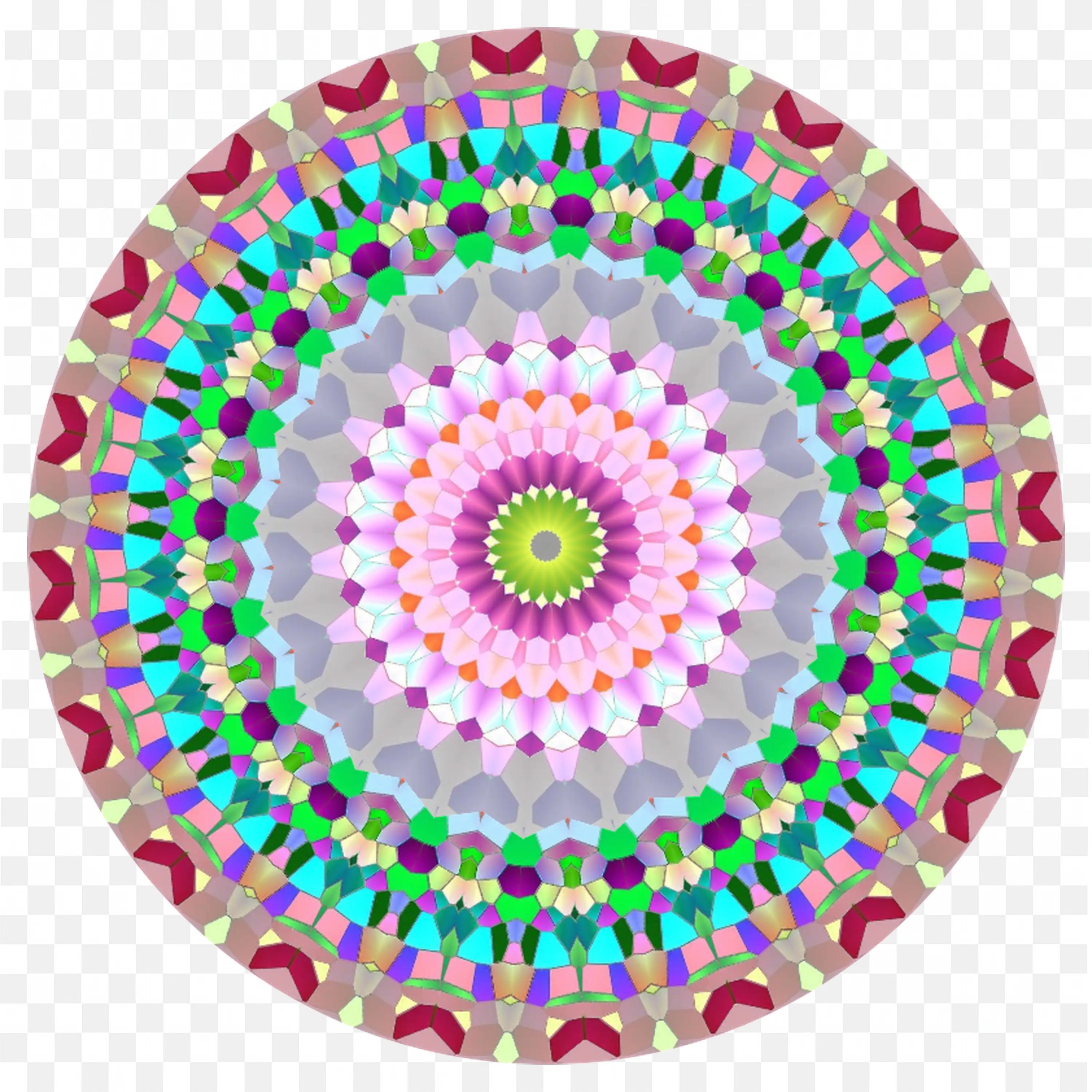 Pastel Mandala Design with Green Pink Purple and Cream Hues