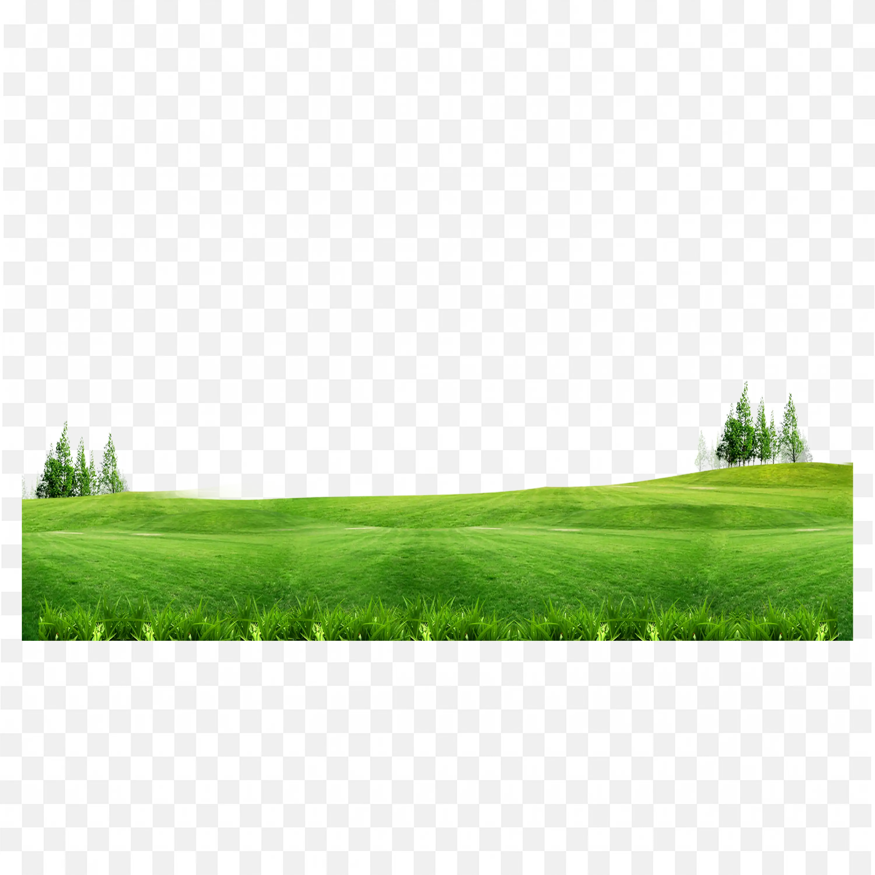 Peaceful Green Field with Trees Clip Art Free PNG Download