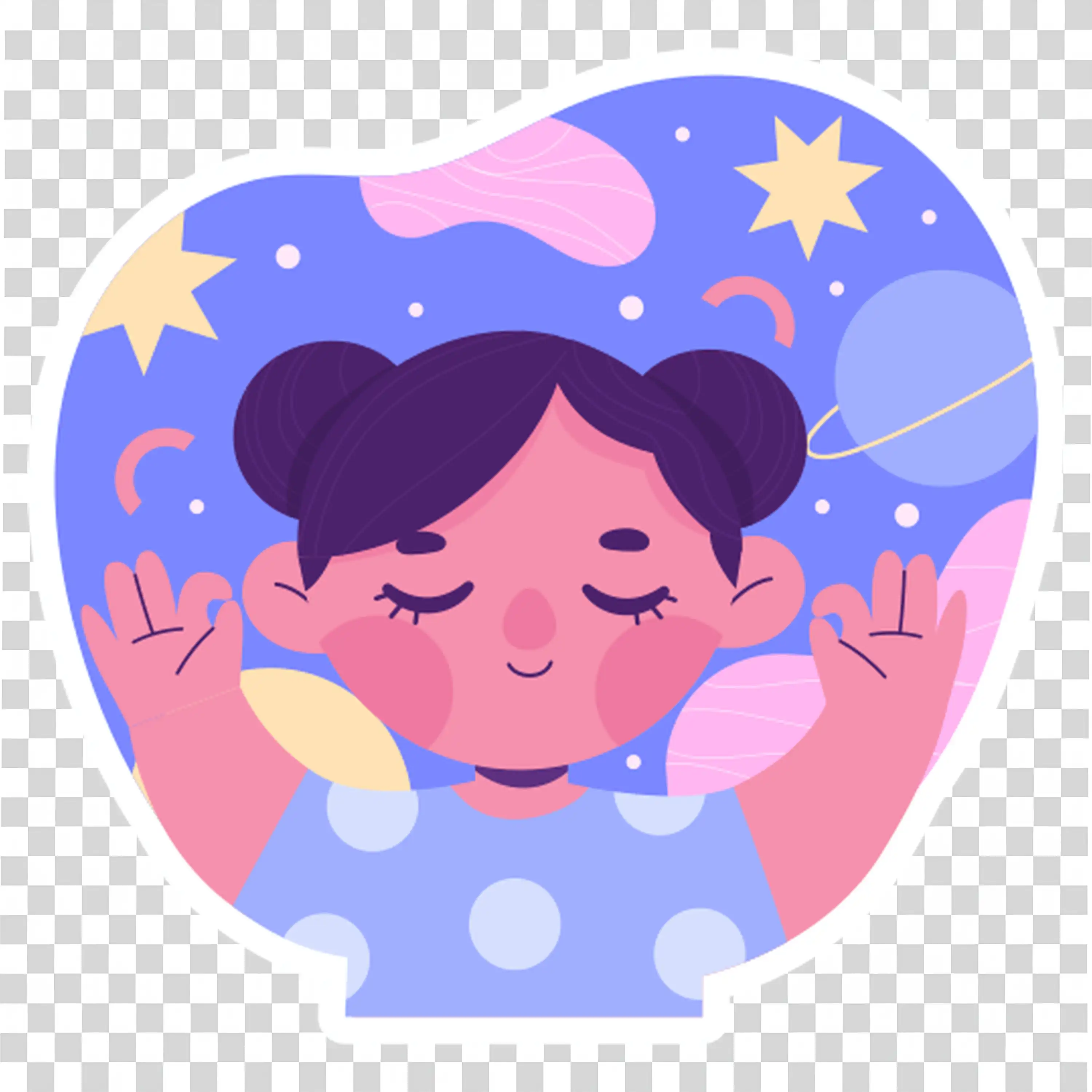 Peaceful Woman Meditating Under the Night Sky free PNG