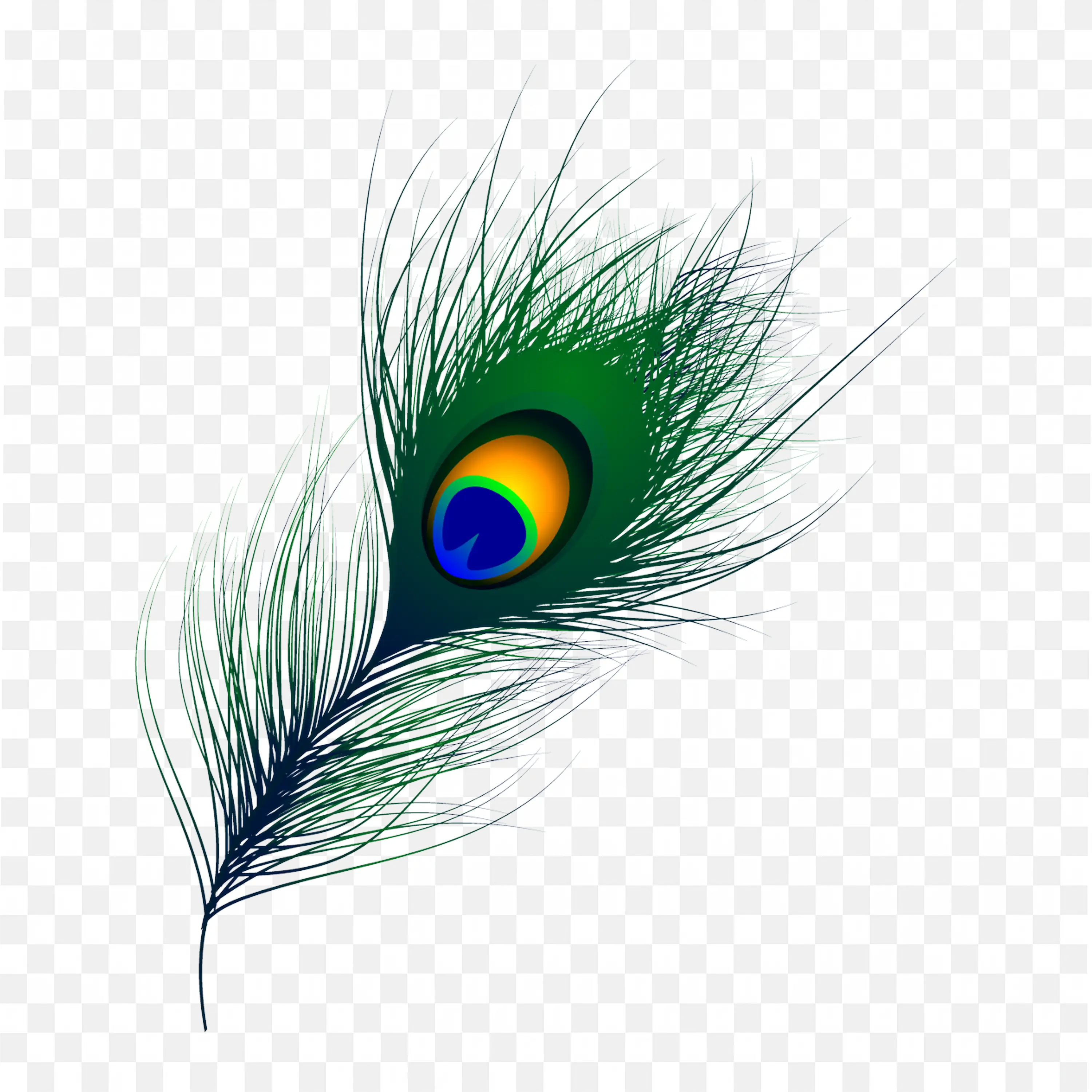 Peacock Feather with Colourful Shining Details Free PNG