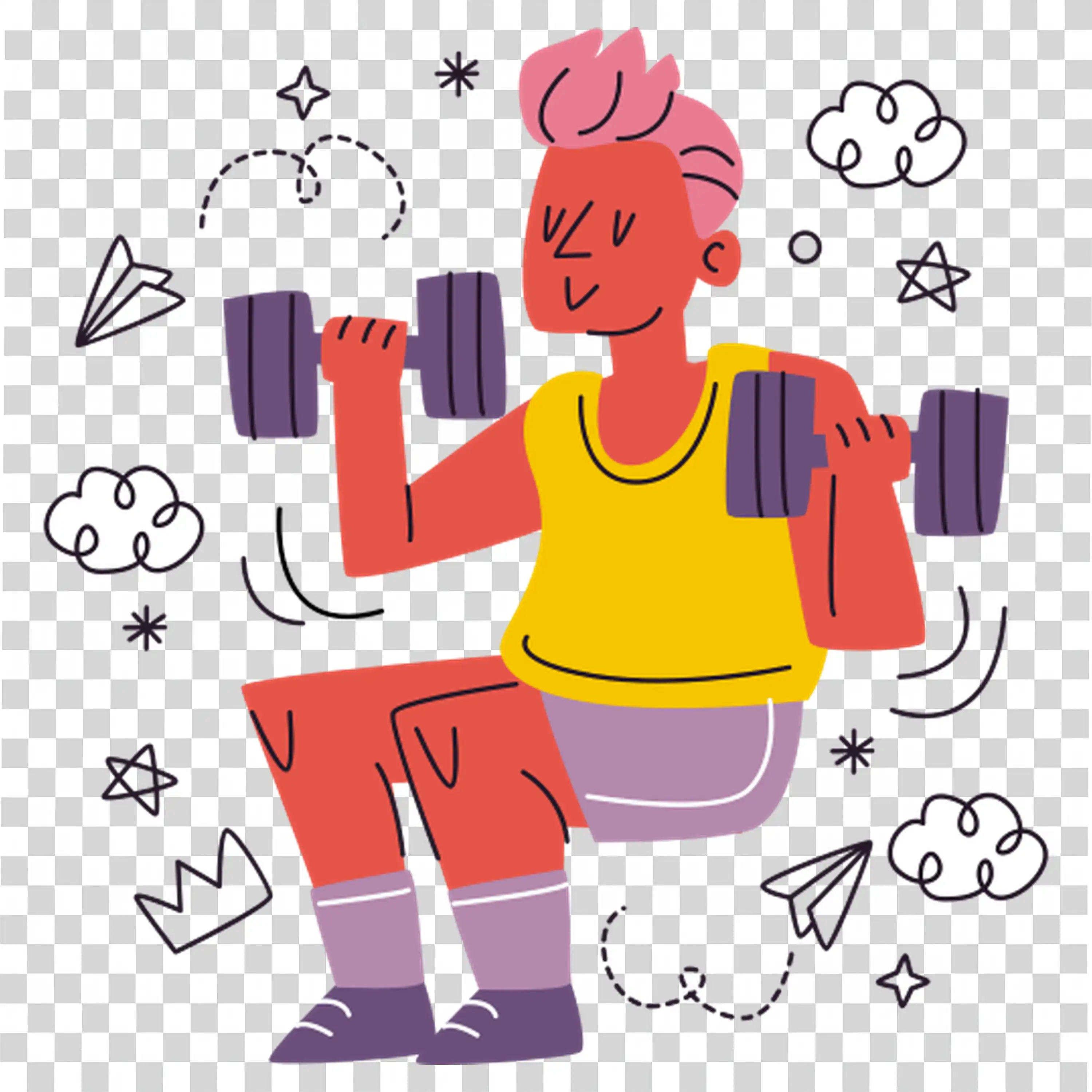 Person Celebrating Achievement in Gym free PNG download
