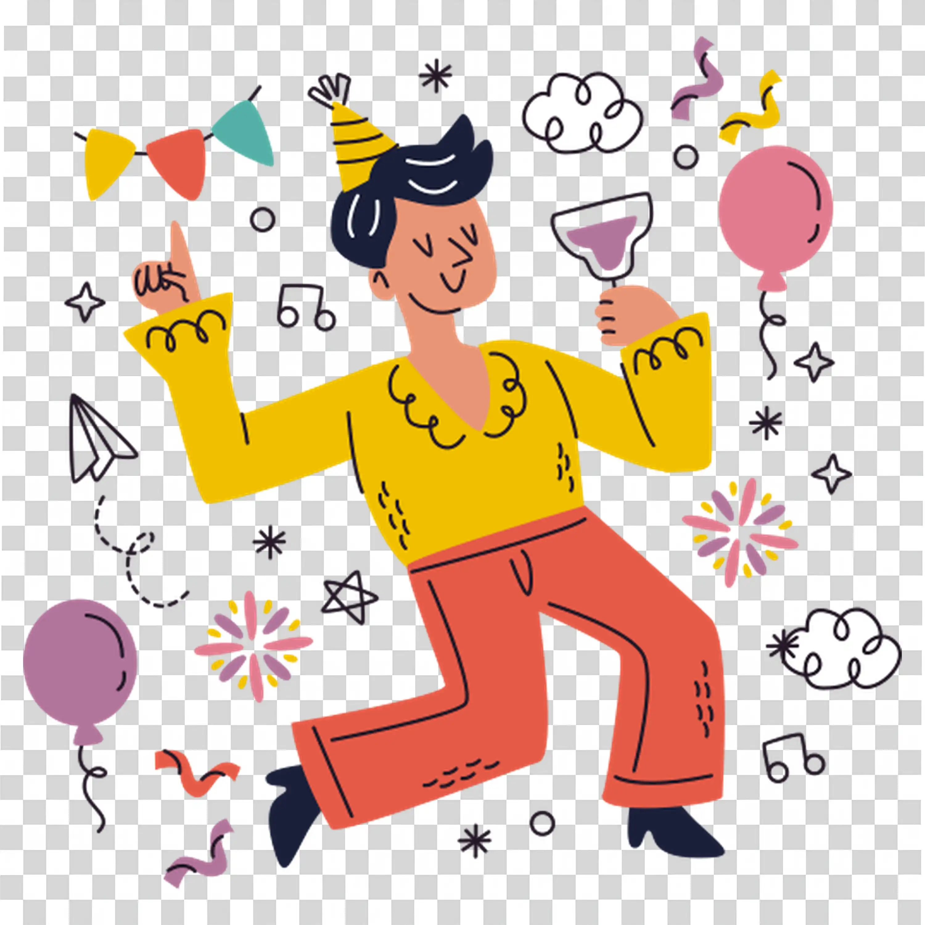 Person Doing a Happy Dance with Sparkles free PNG image