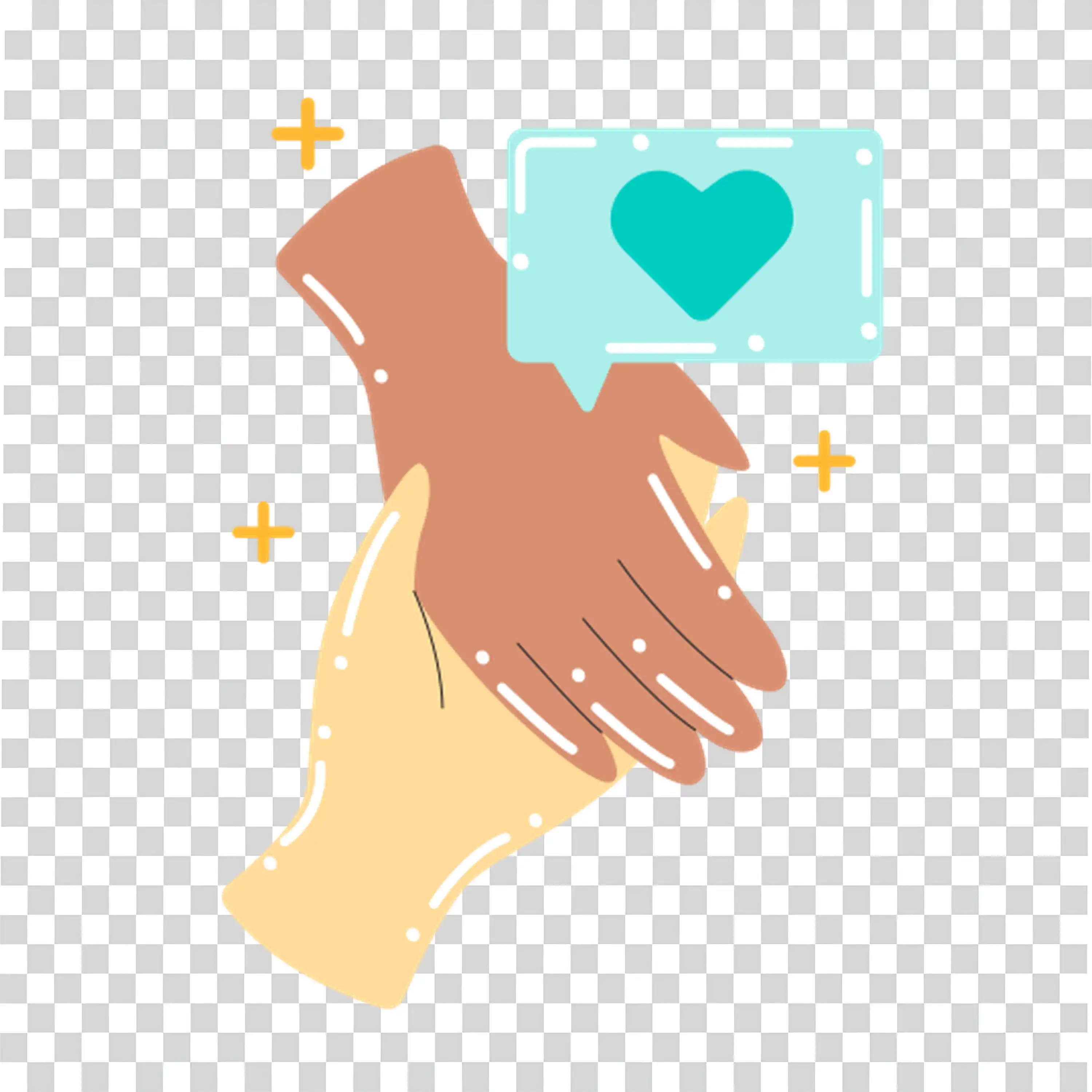 Person in Hijab Holding Heart with Sparkles free PNG download