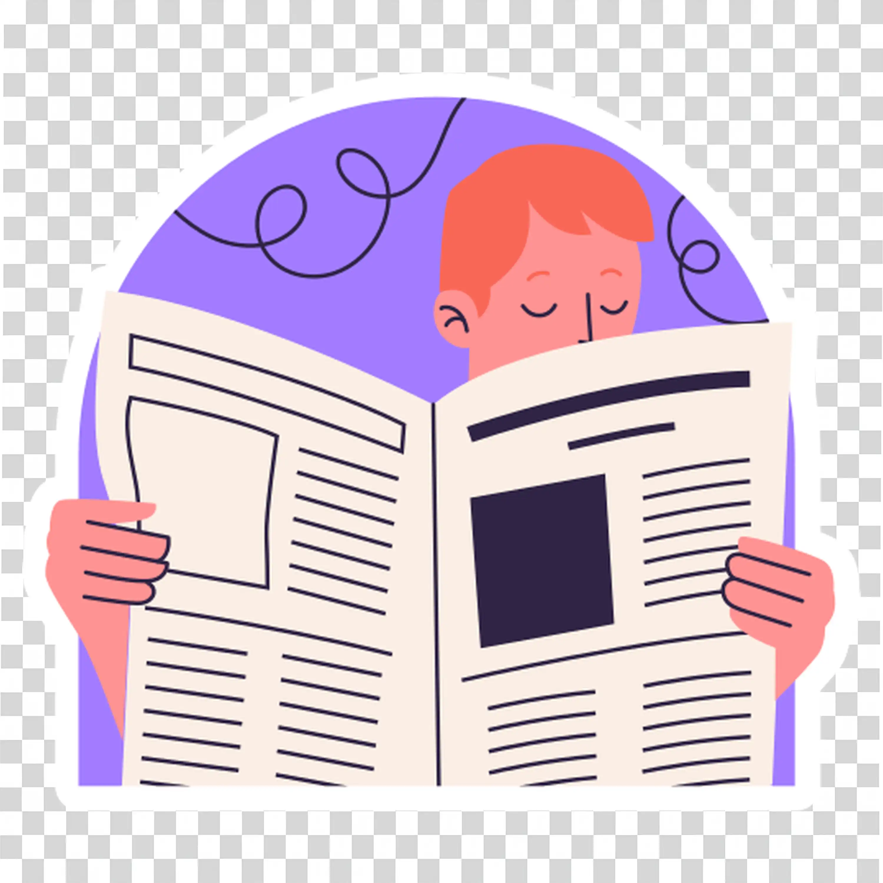 Person Reading Newspaper With Surprised Face free PNG