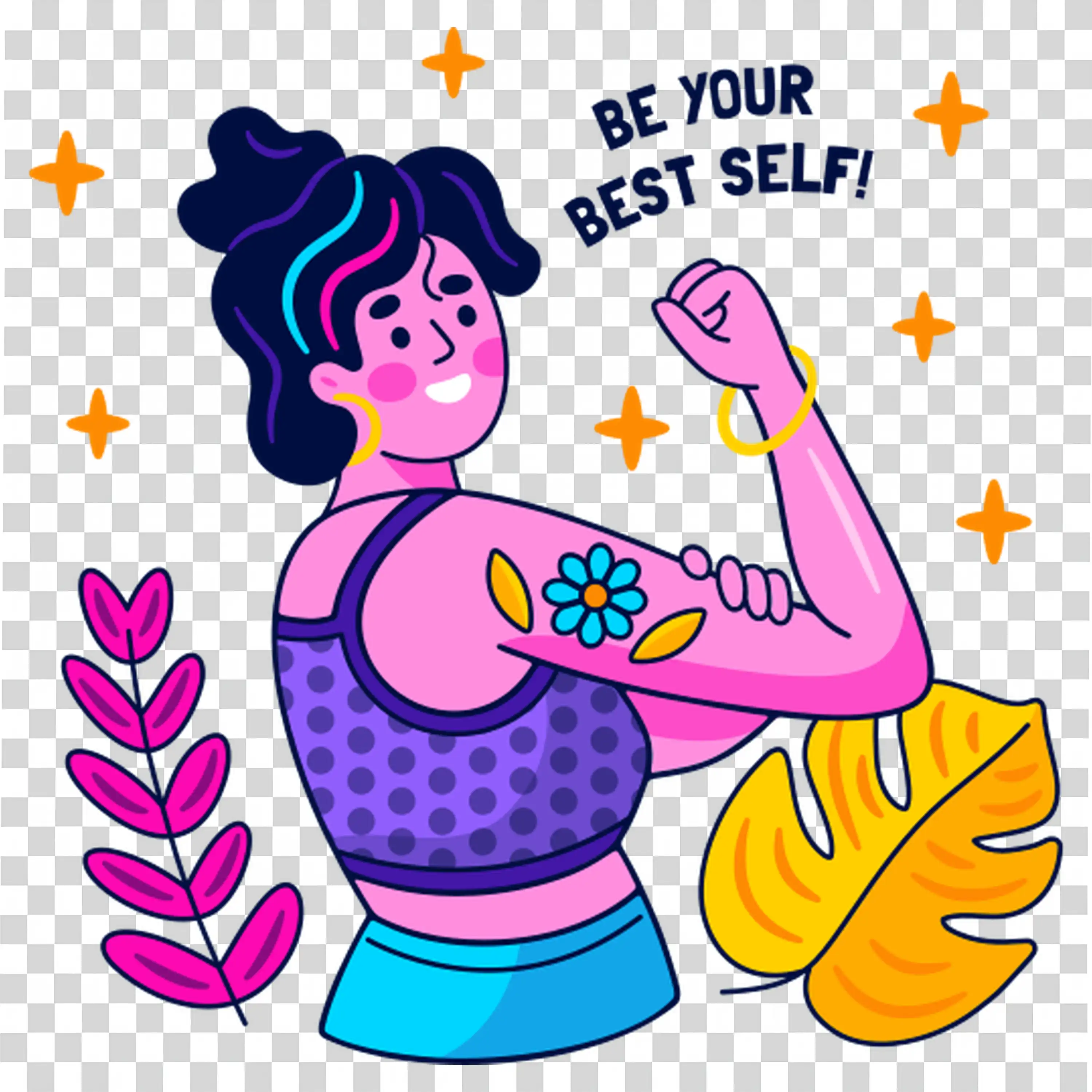 Person showing selflove with uplifting pink hues free PNG