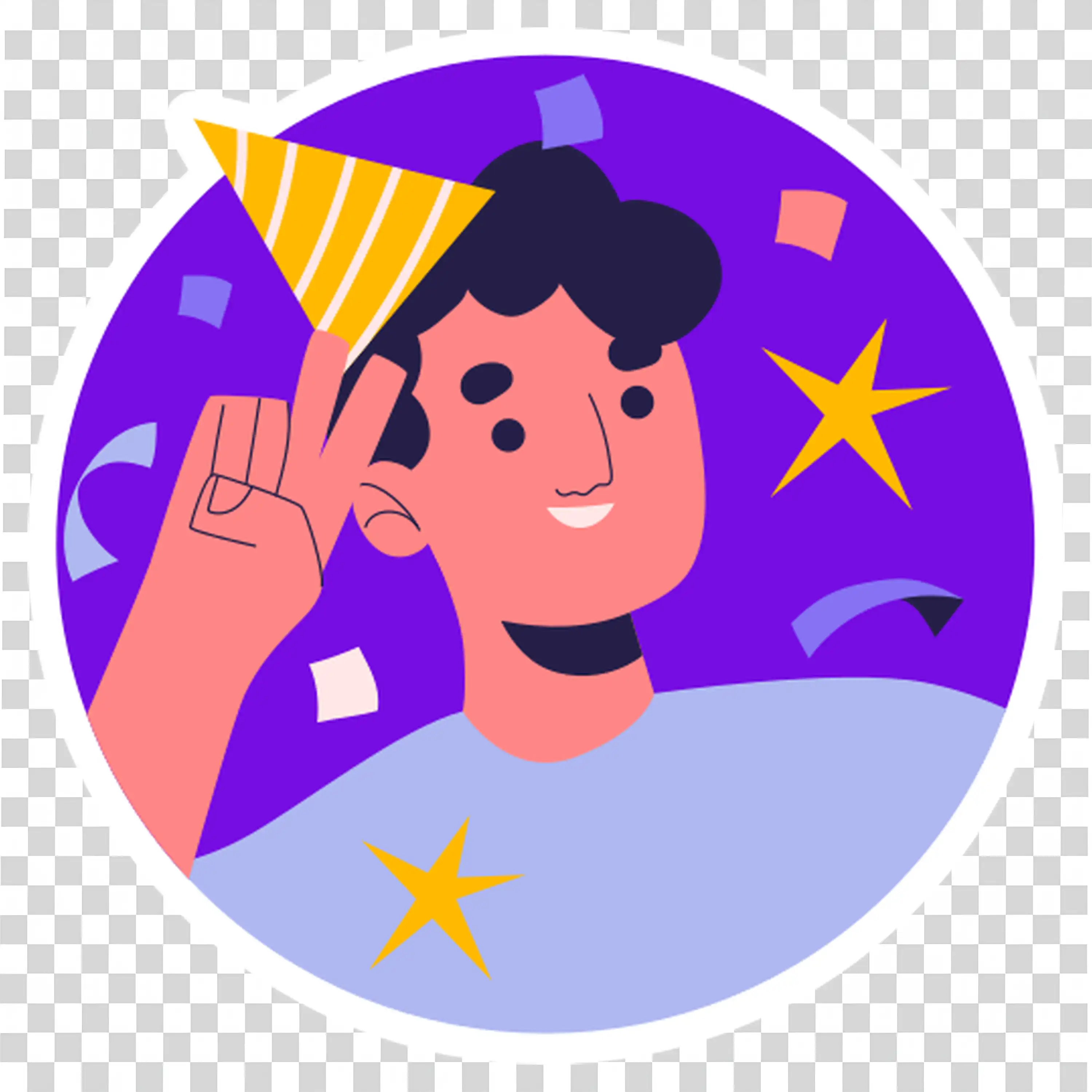 Person Waving Happily Under a Starry Night Sky free PNG