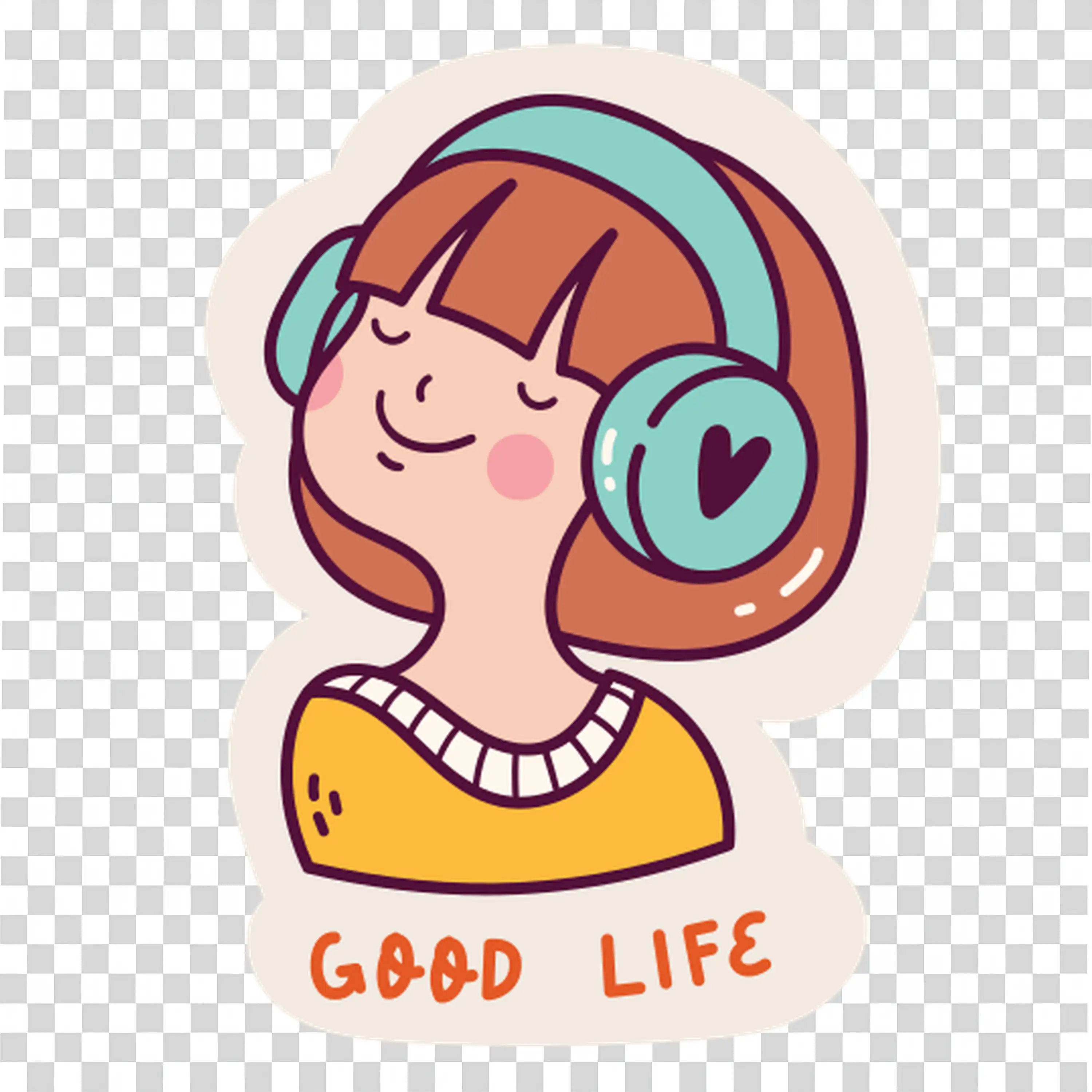 Person with Headphones and Good Life Message PNG