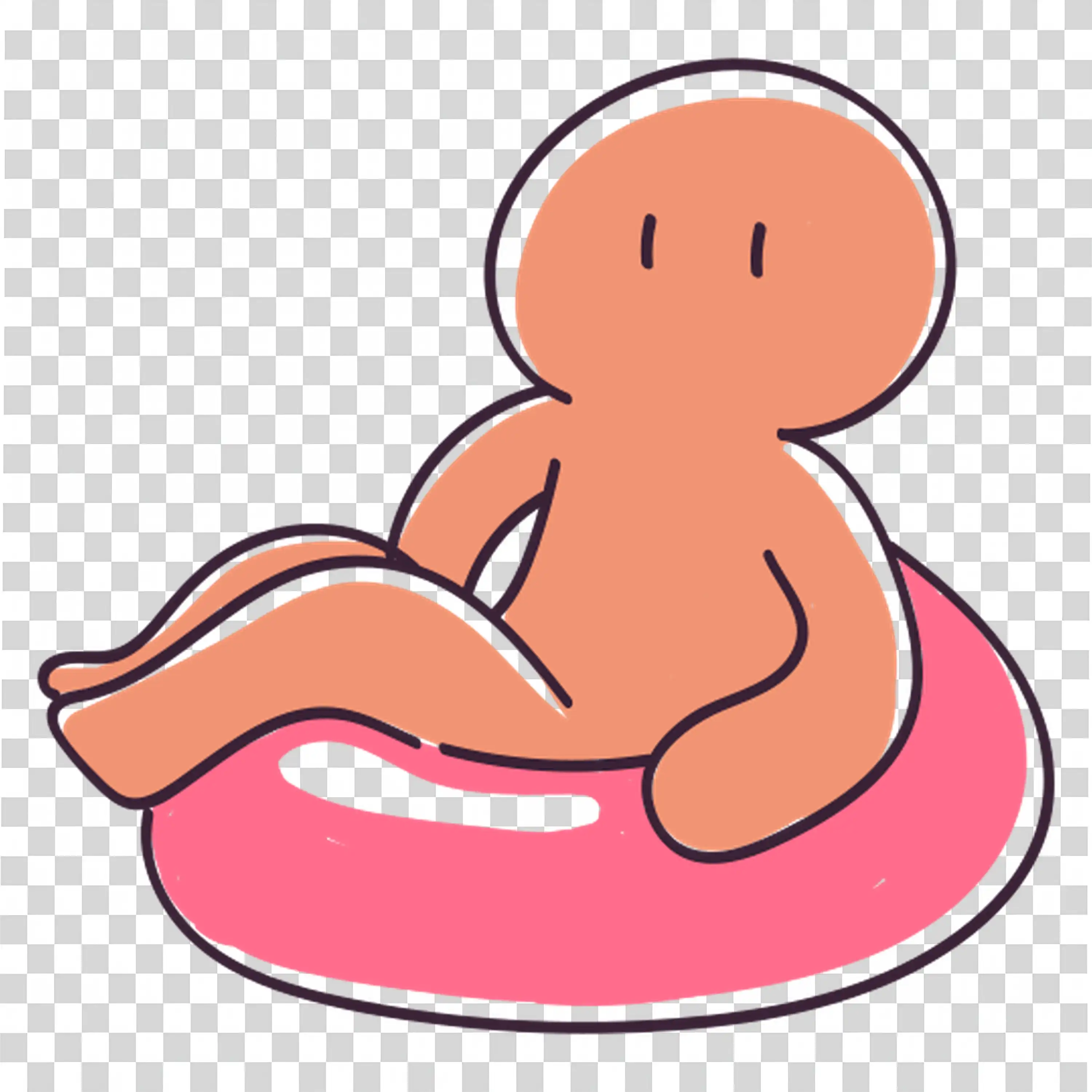 Pink cartoon worm with a big smiling face curl PNG image