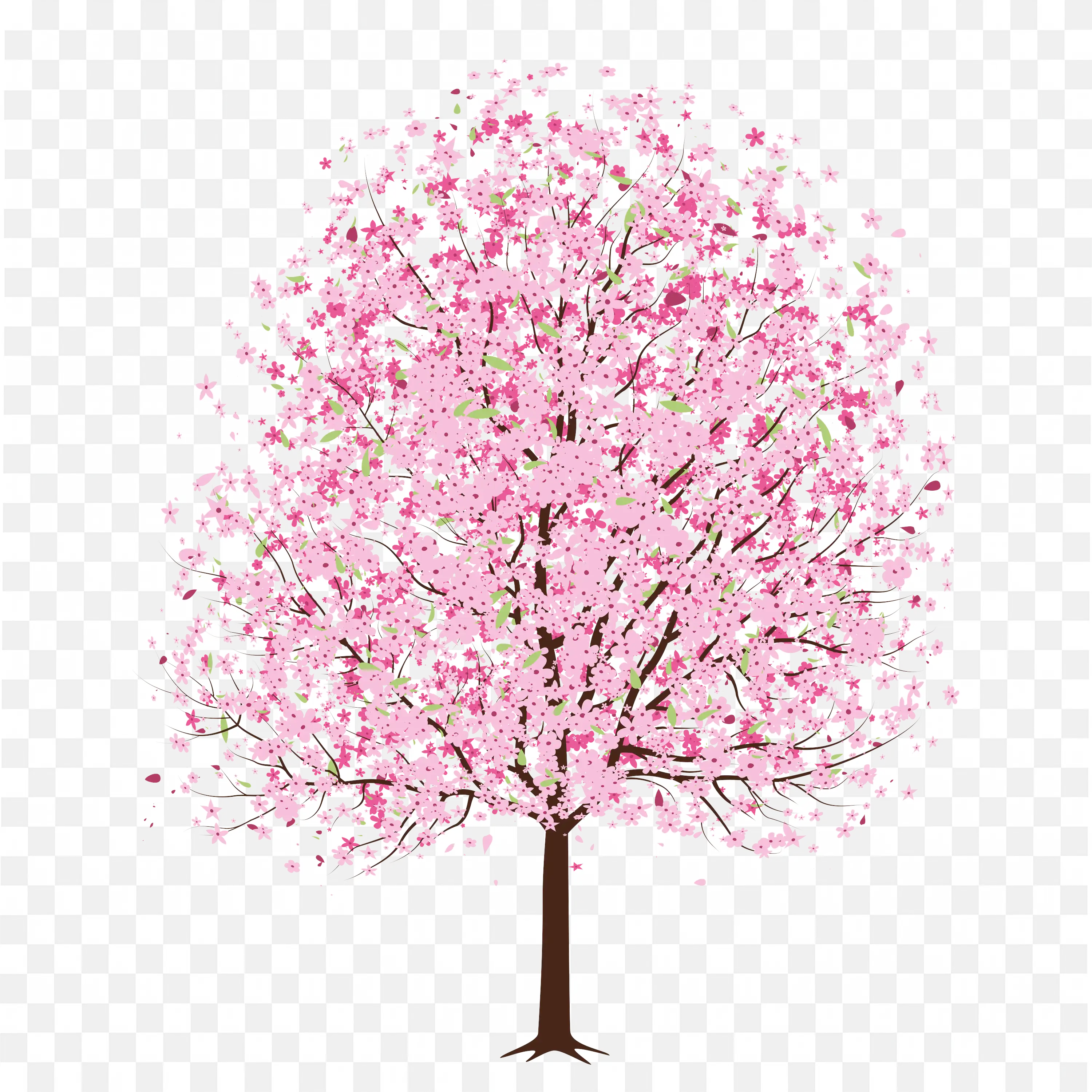 Pink Cherry Blossom Tree in Full Bloom with Sterm Clip Art